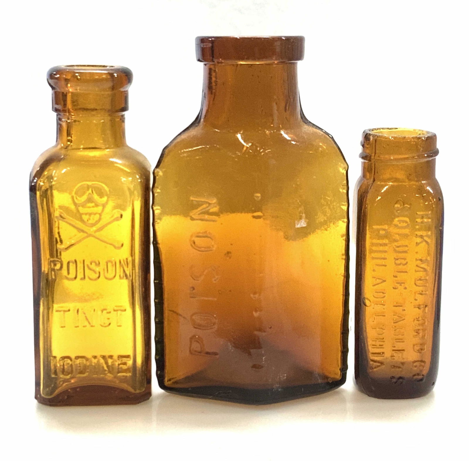 3 Antique Apothecary Poison Pharmacy Bottles (1 of 7)