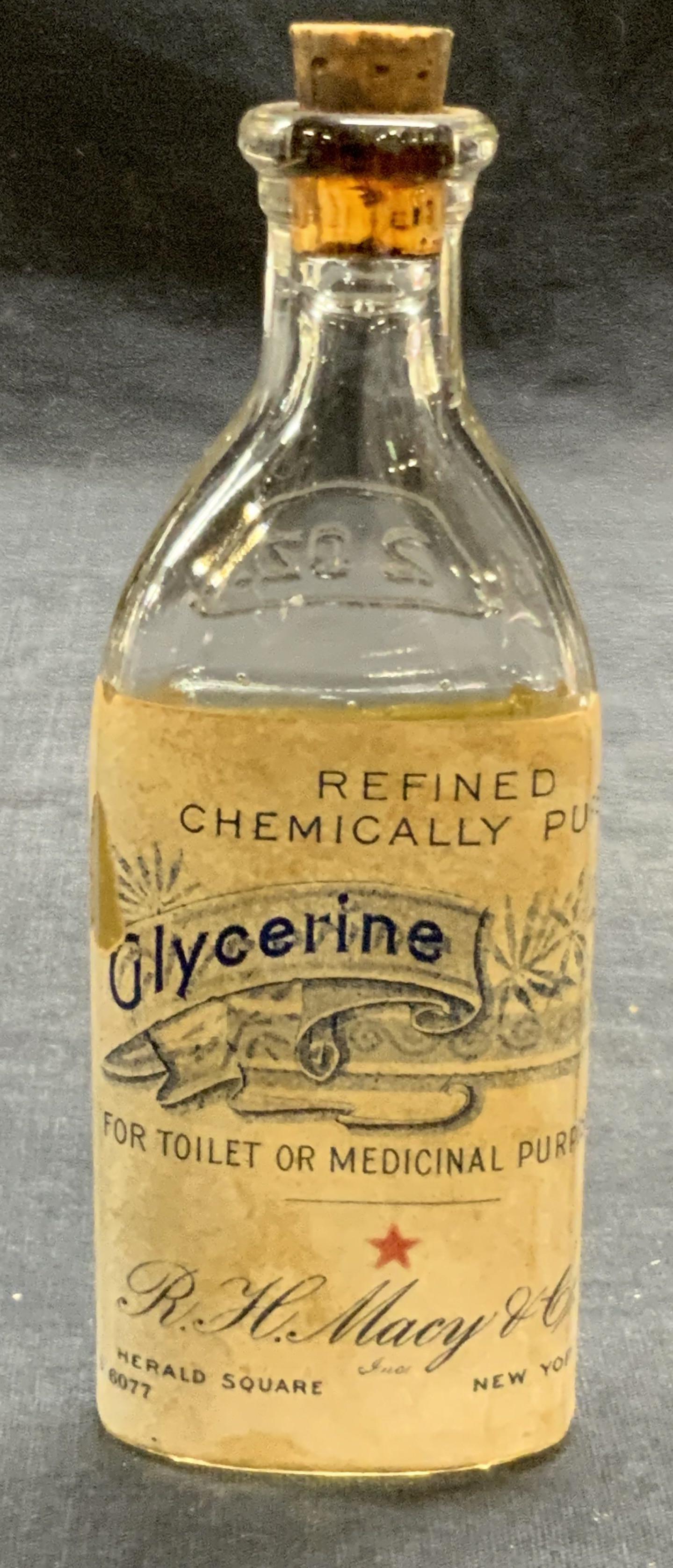 Antique R H Macy & Co Glass Glycerine Bottle (1 of 6)