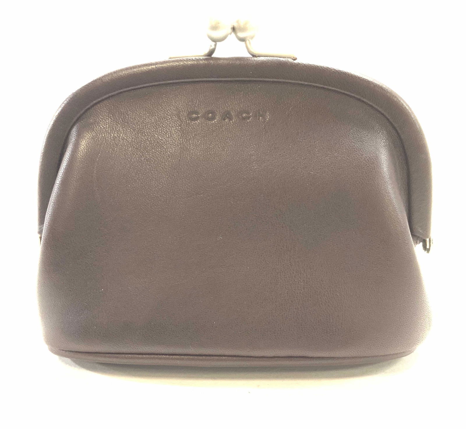 COACH Chocolate Brown Leather Coin Purse, NWT (1 of 6)