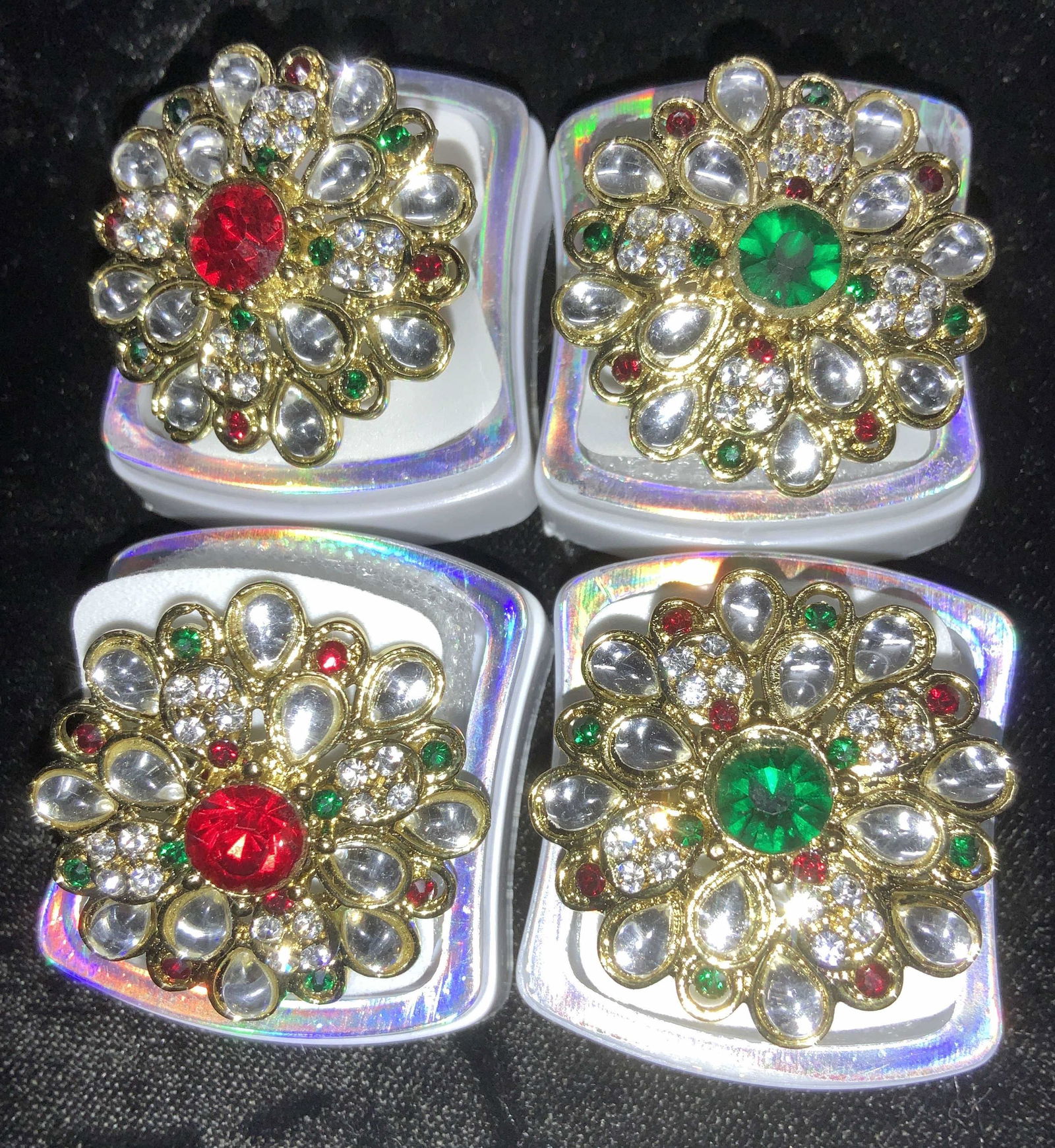 Lot 4 Gold Tone Rhinestone Statement Rings (1 of 6)