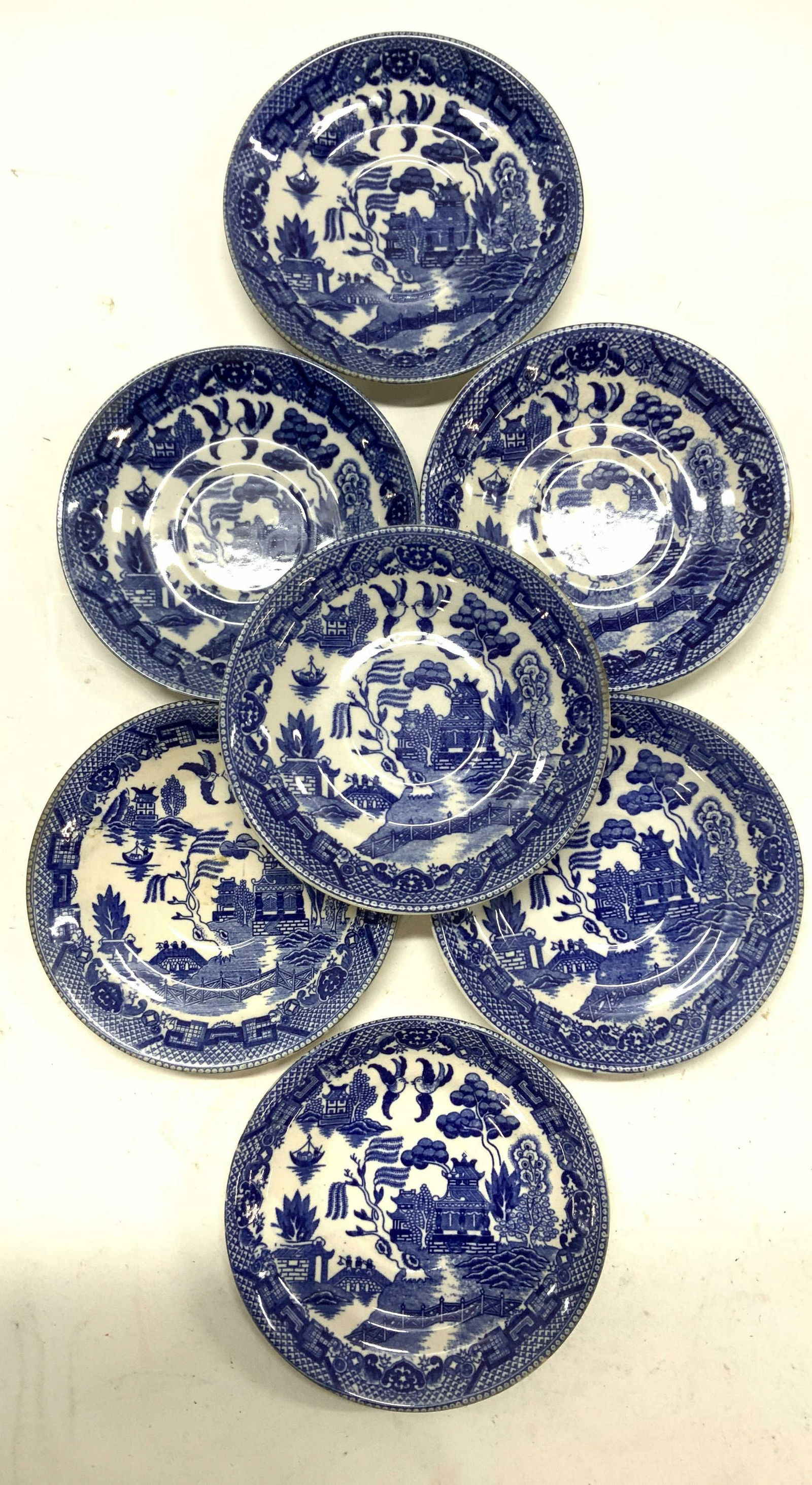 Lot 7 Asian Willow Porcelain Saucers, Japan (1 of 6)
