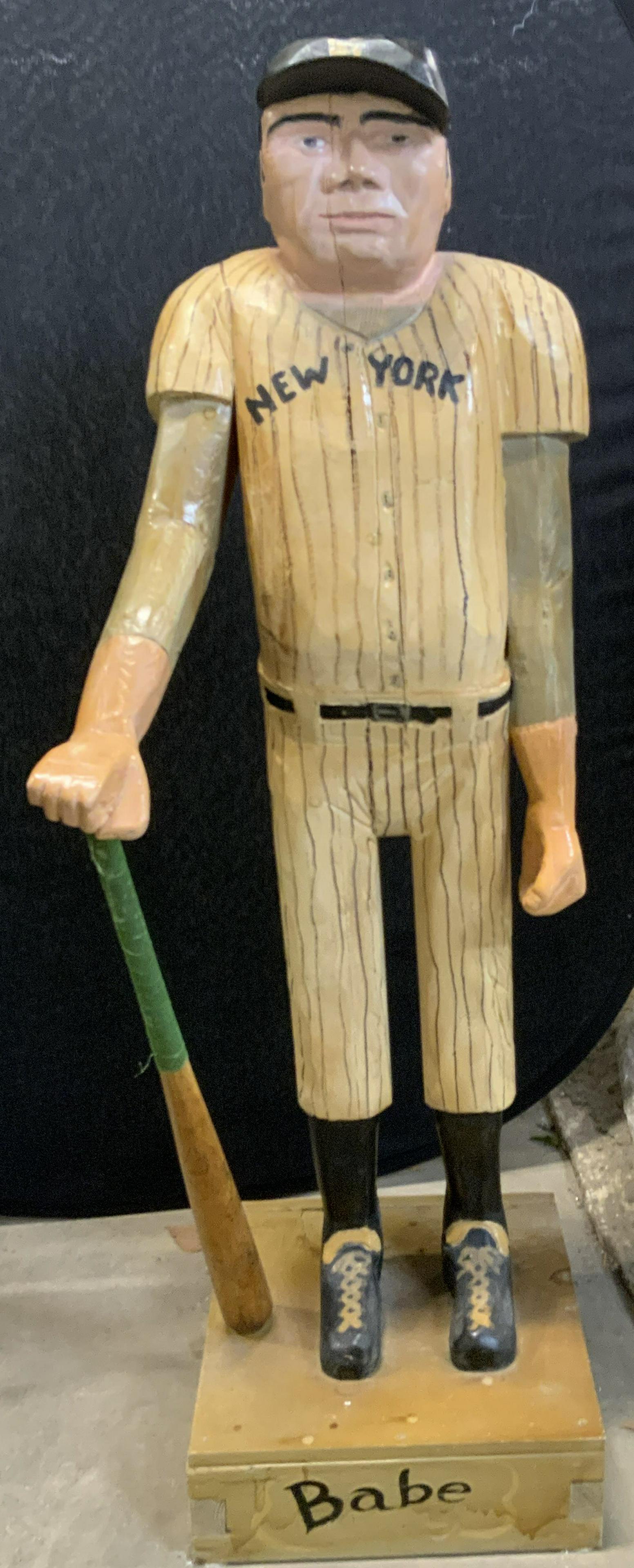 M DANGELO HandCarved  BABE RUTH Wood Statue 5ft3in (1 of 20)