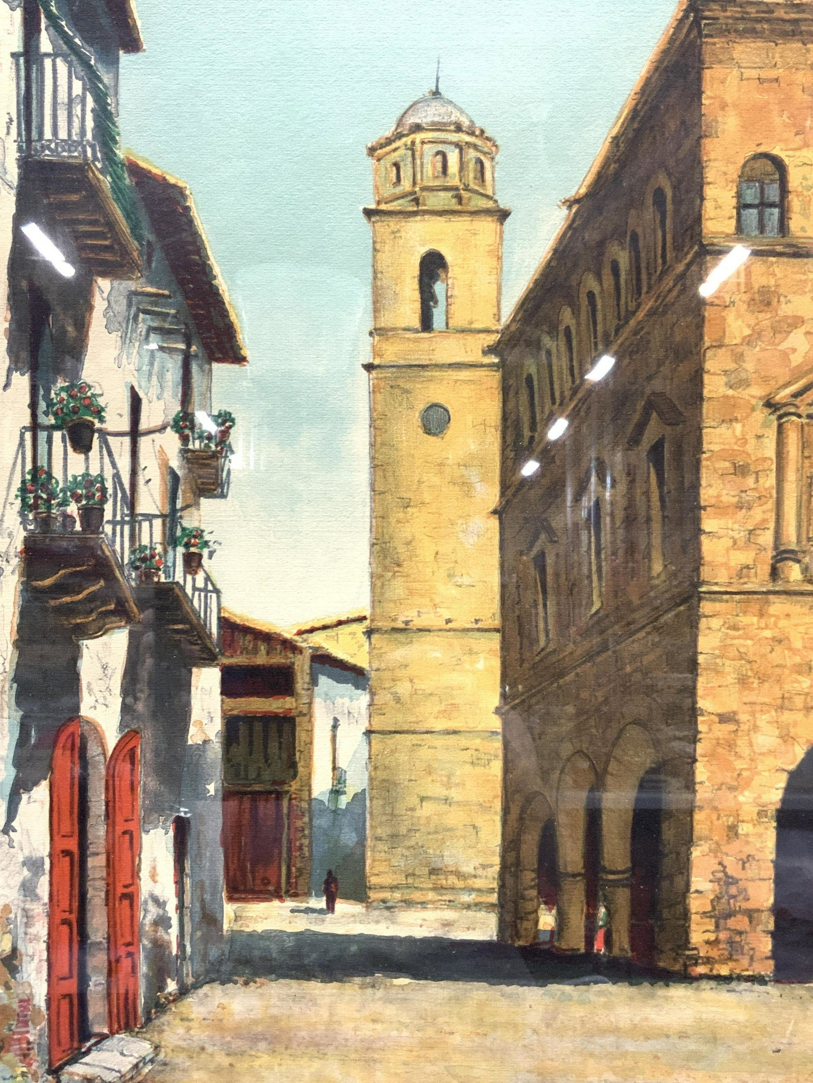 J.CABANE Signed Street Screen Watercolor Litho (1 of 9)