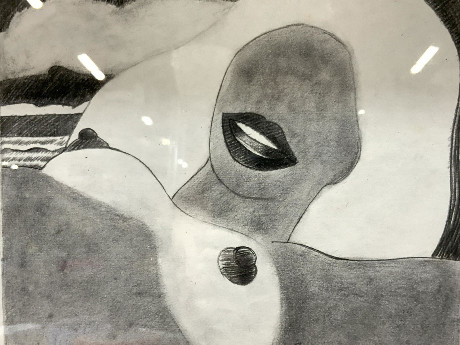 ATTR WESSELMAN Signed Reclining Woman Drawing (1 of 9)