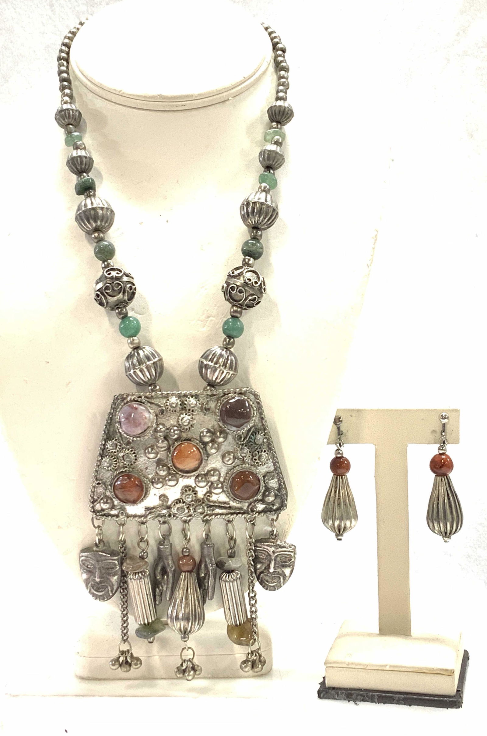Tibetan Tribal Statement Necklace & Earrings, 3 (1 of 8)
