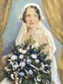 Antique Hand Painted Bride Portrait On Tile