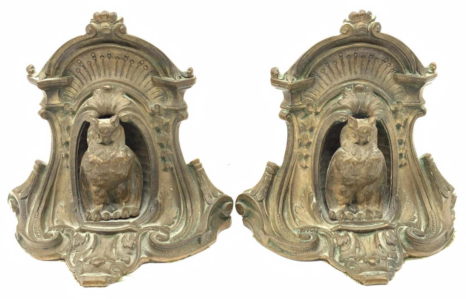 PR Solid Bronze Art Nouveau Owl Bookends (1 of 9)