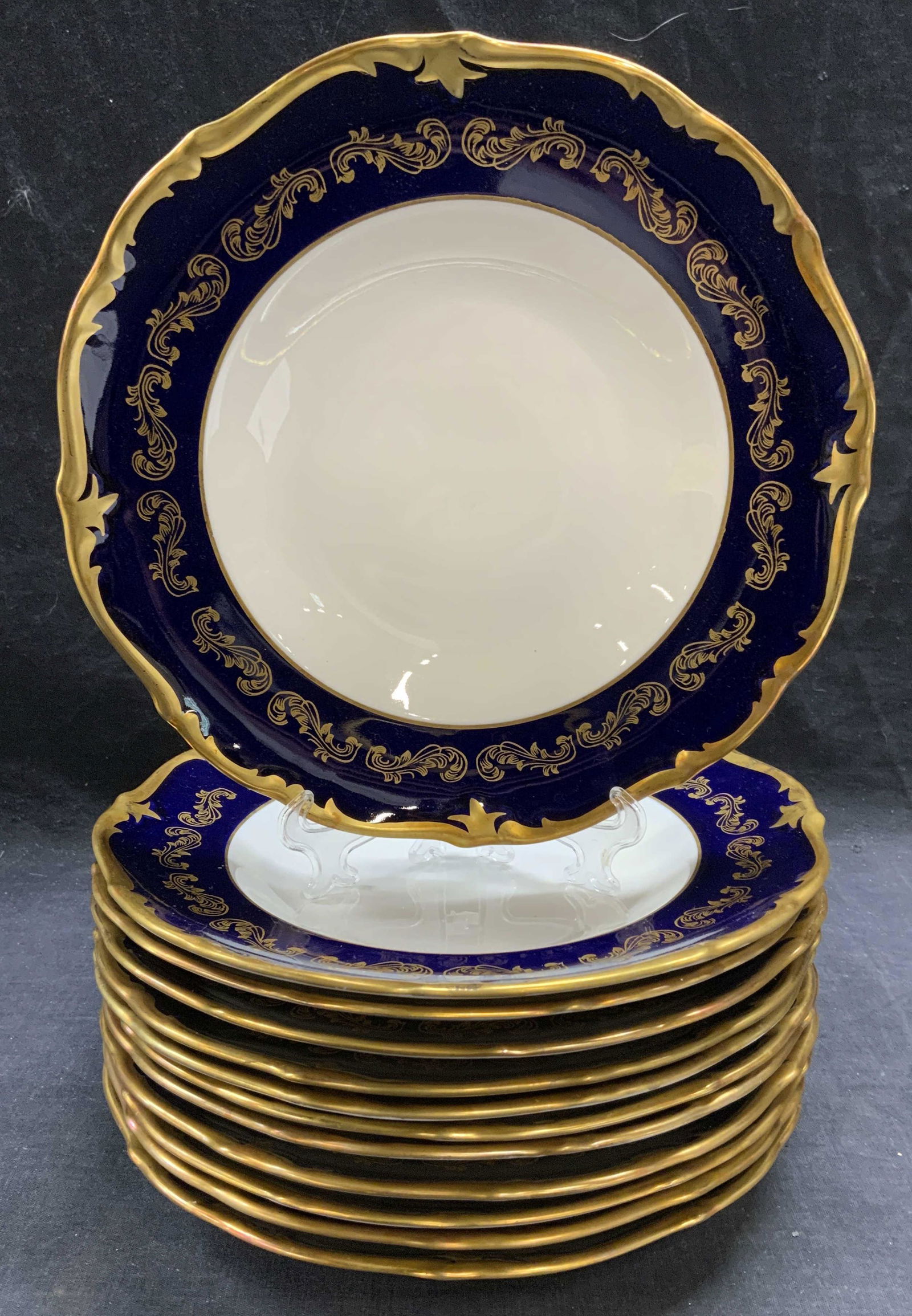 Set 12 Rosenthal Porcelain Gilt Cobalt Plates (1 of 7)