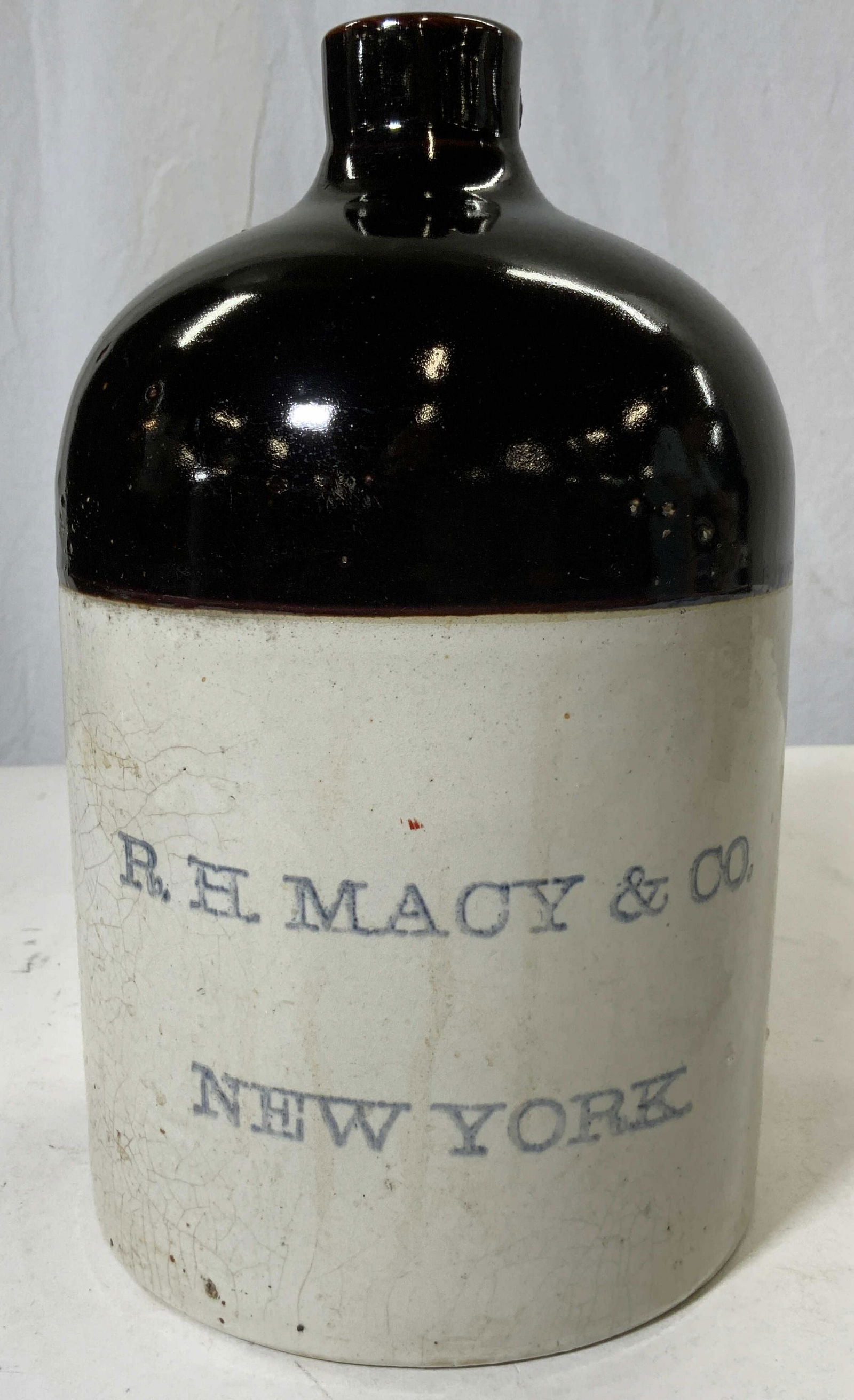 Antique RH MACY Stoneware Whiskey Jug (1 of 7)