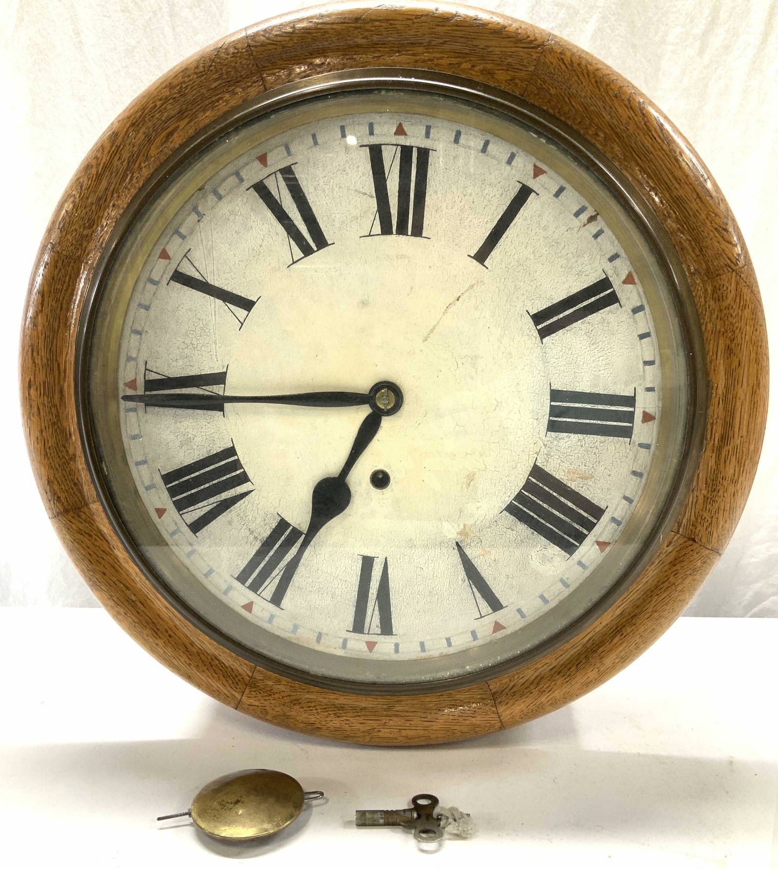Oakwood Roman Numeral Wind Up Pendulum Clock Auction