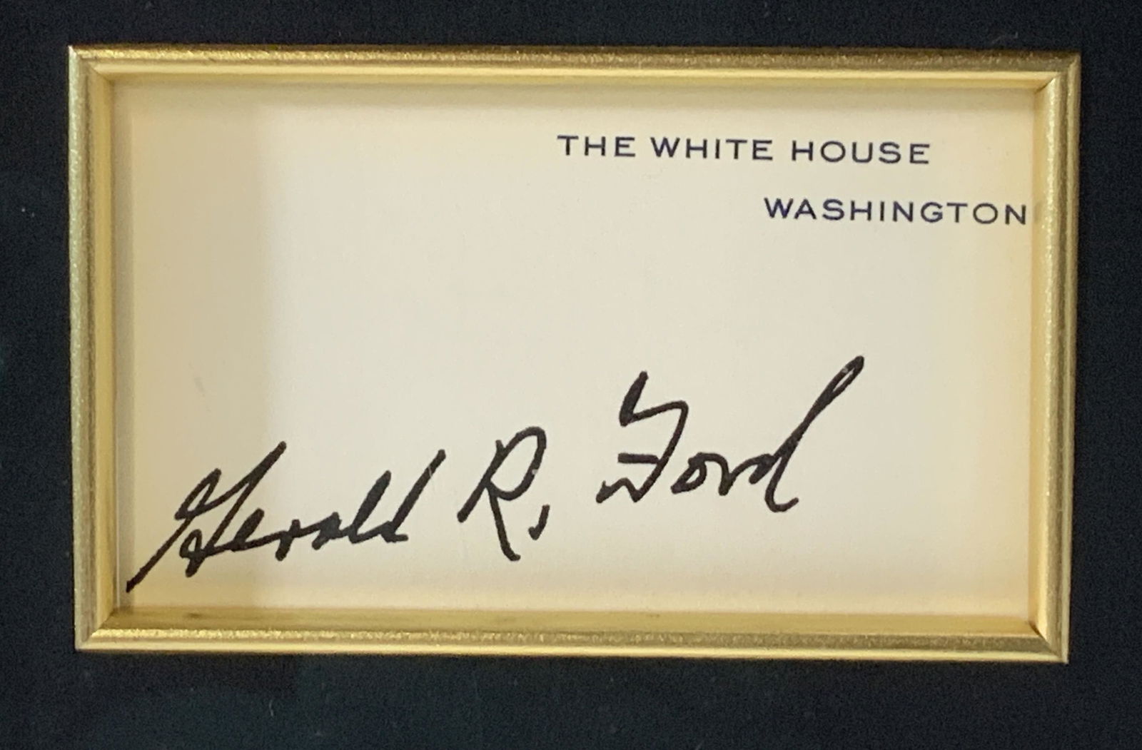 Autopen Signature of Pres Gerald Ford on WH Card (1 of 7)