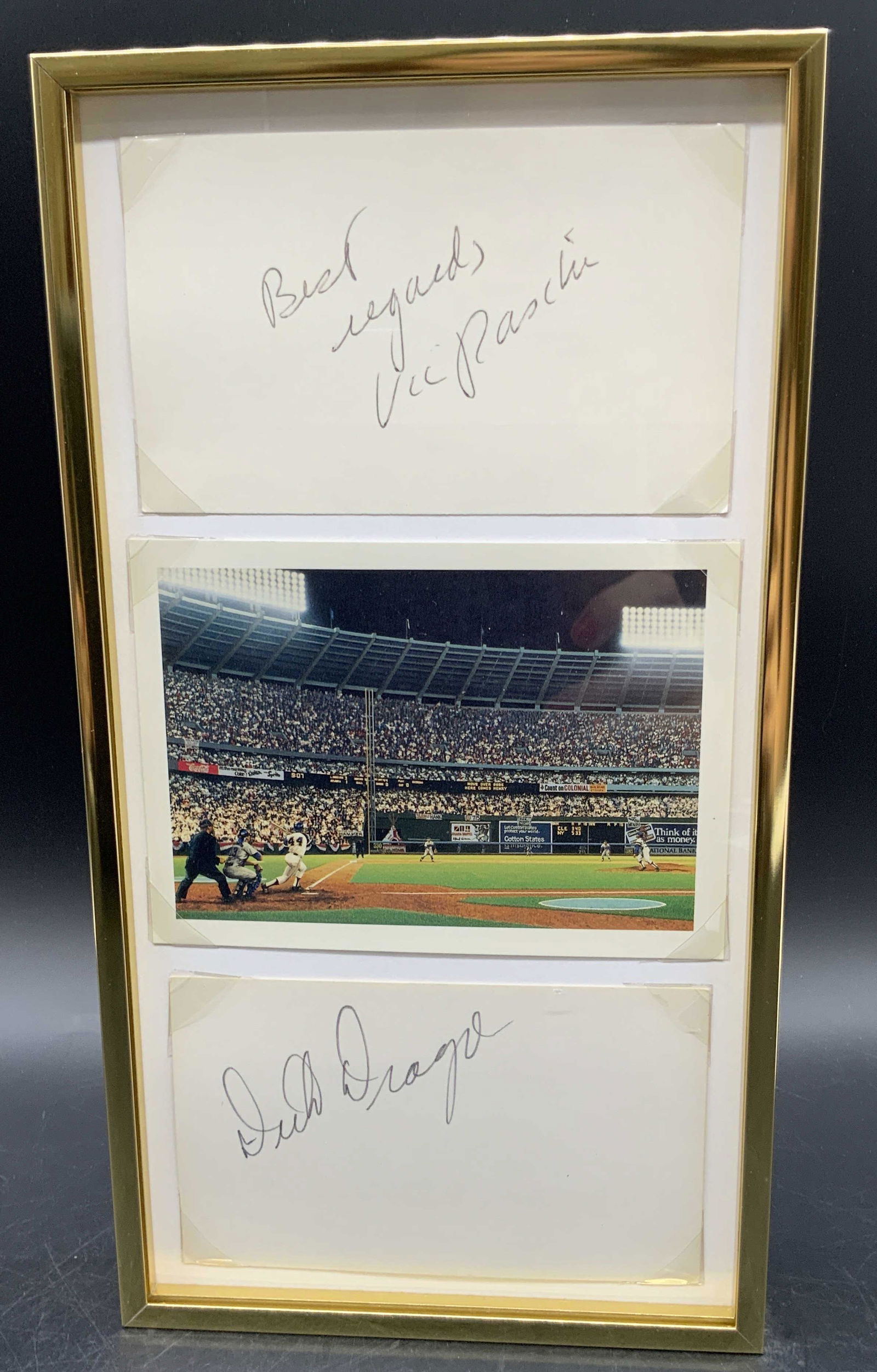 VIC RASCHI & DICK DRAGO Signed Framed Index Cards (1 of 13)