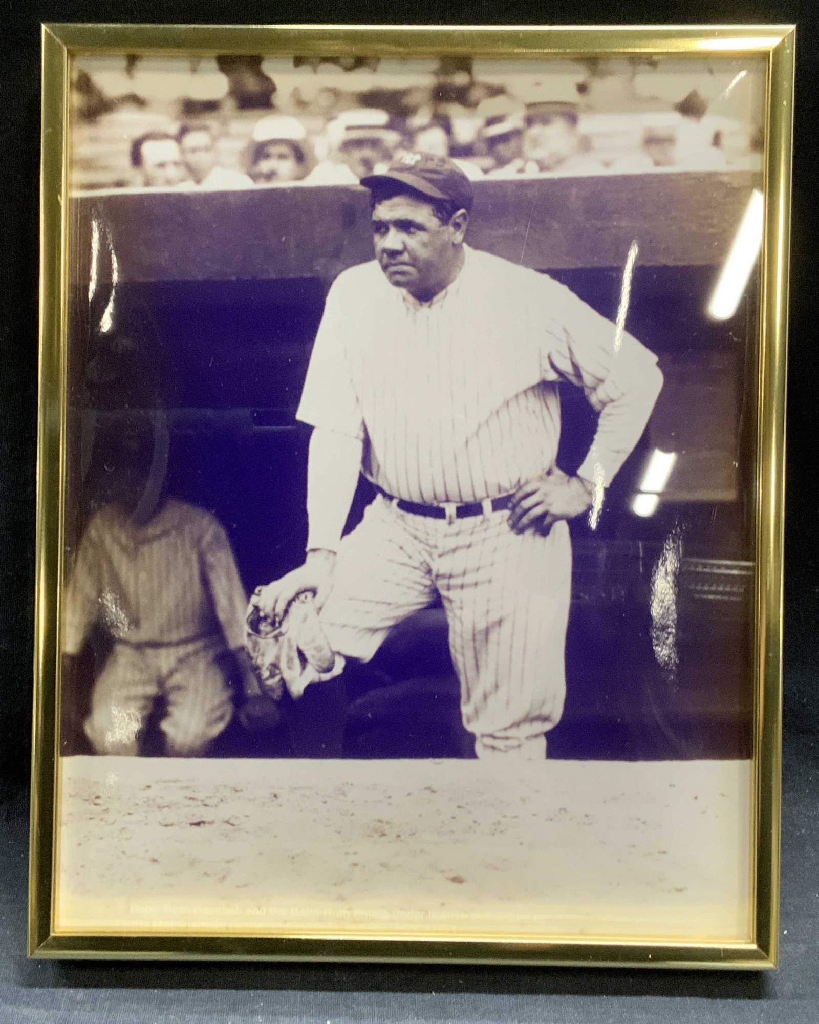 Framed Babe Ruth Baseball Sepia Photograph (1 of 7)