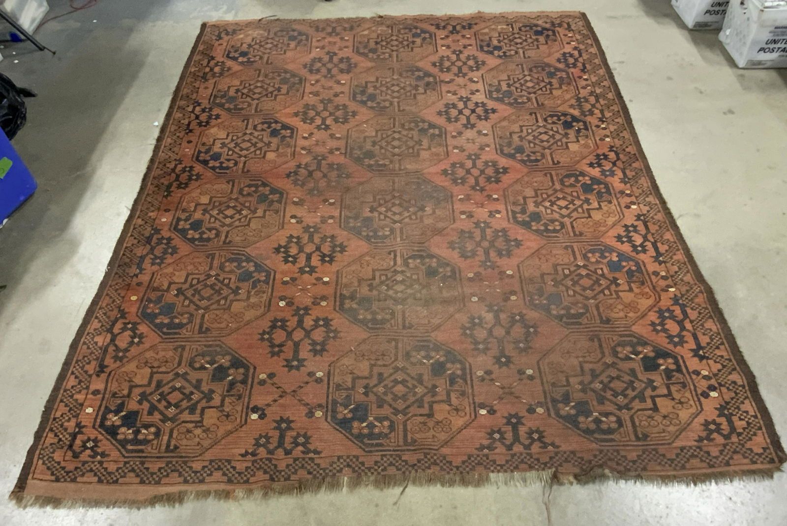 Vintage Persian Geometric Pattern Fringe Trim Rug (1 of 11)