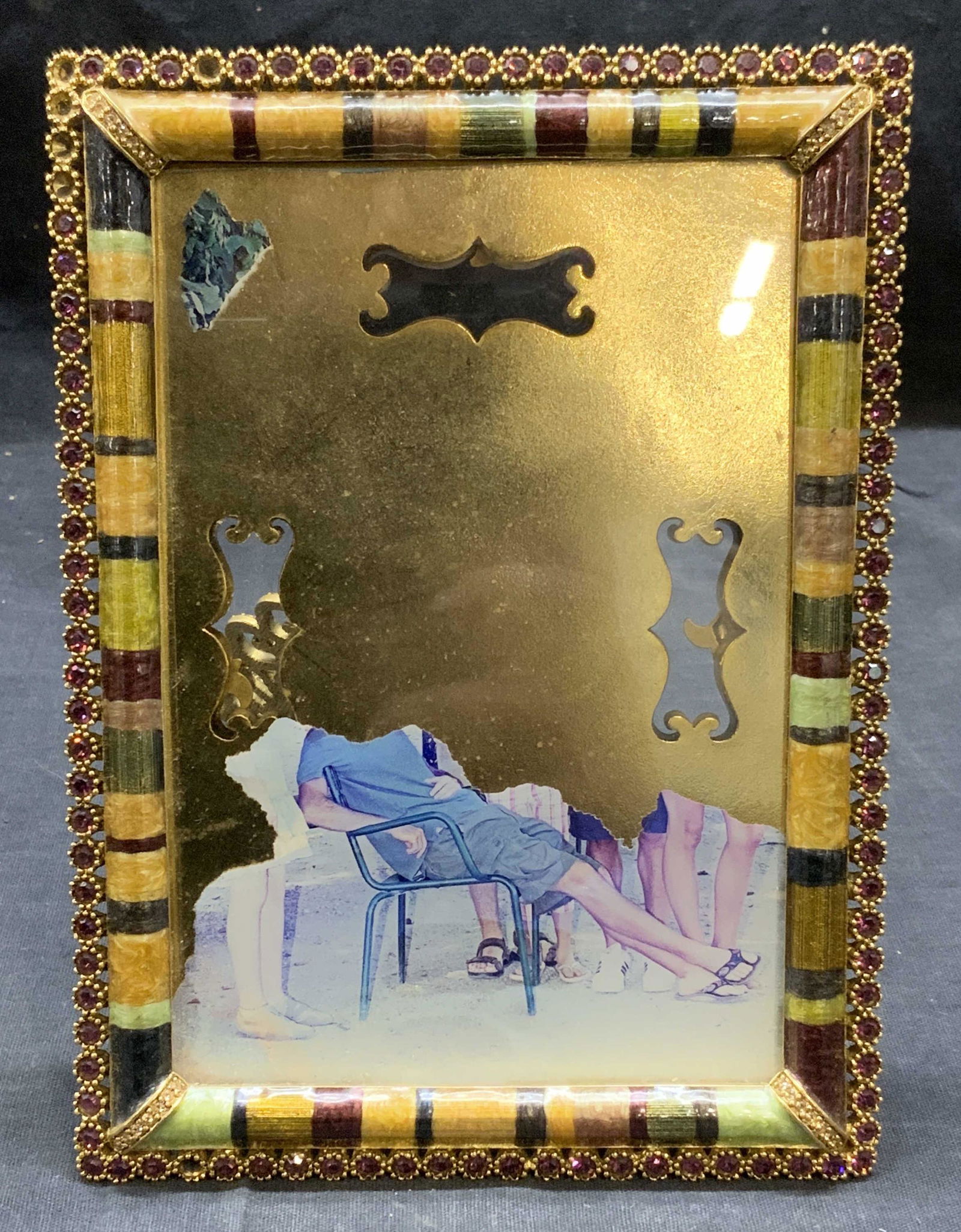 Jay STRONGWATER Gold Tn Enamel Crystal Frame (1 of 7)