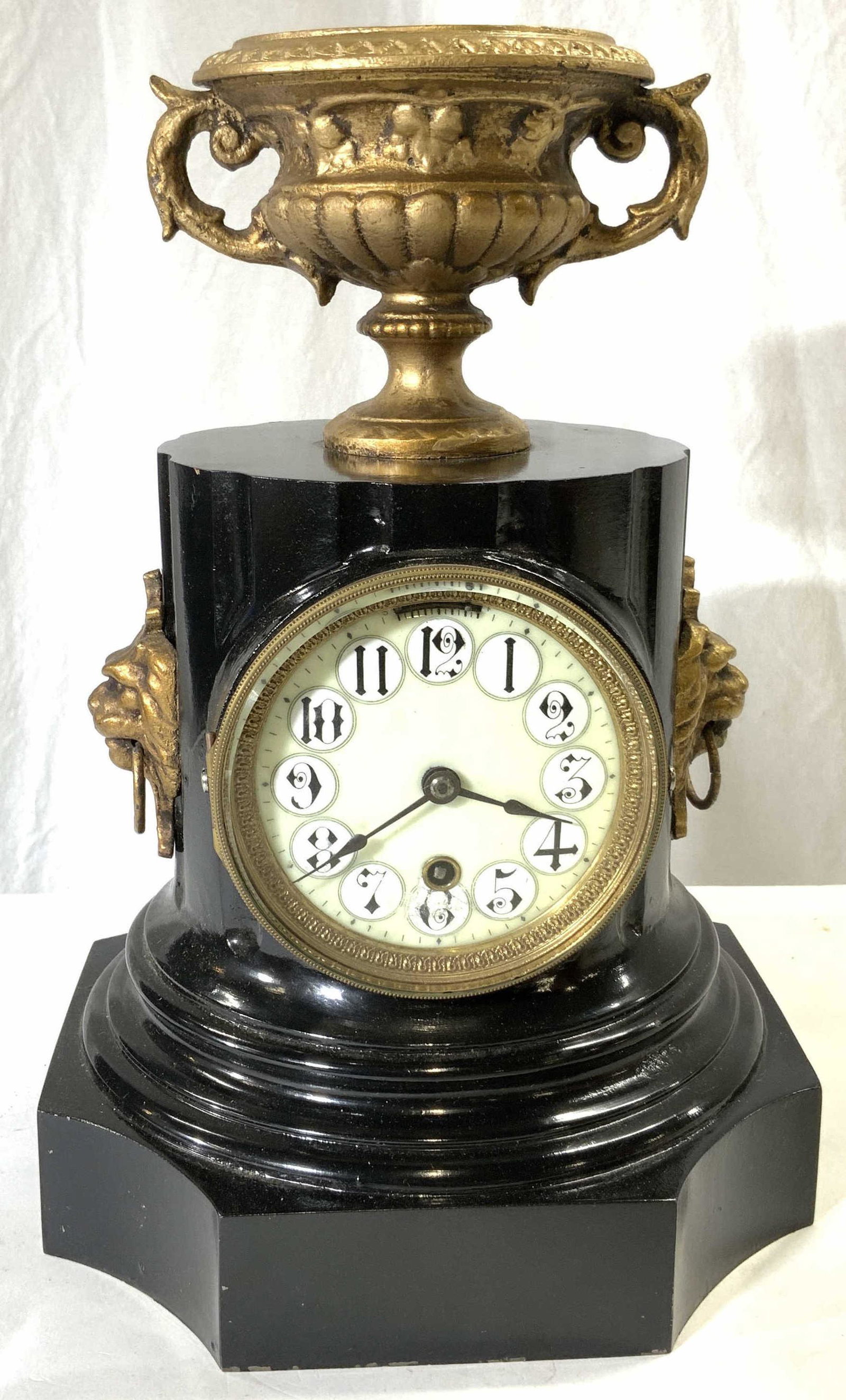 Vintage Gilt Cast Iron Urn Mantel Clock (1 of 7)