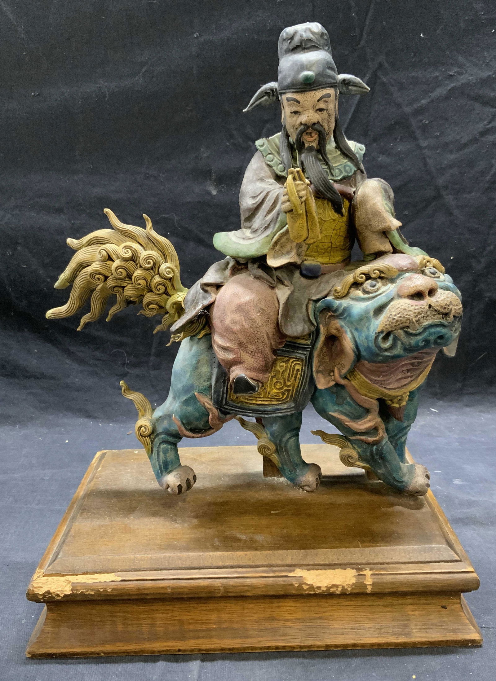 Vintage Chinese Ceramic Warrior Foo Dog Roof Tile (1 of 7)