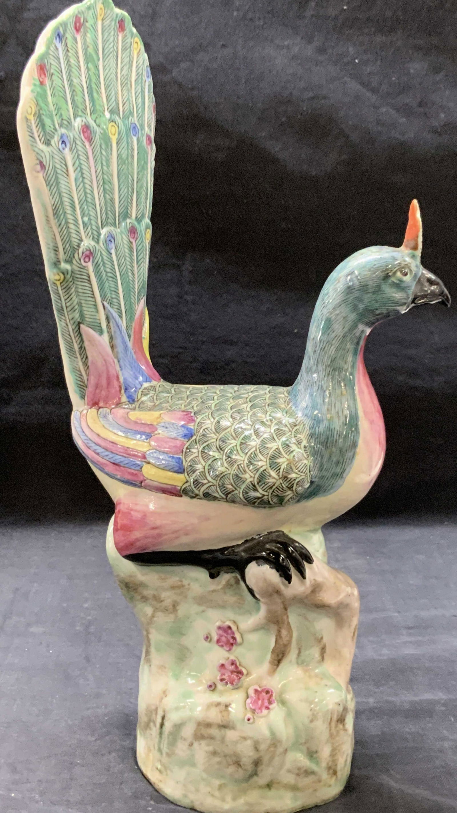Chinese Porcelain Peacock Sculpture (1 of 7)