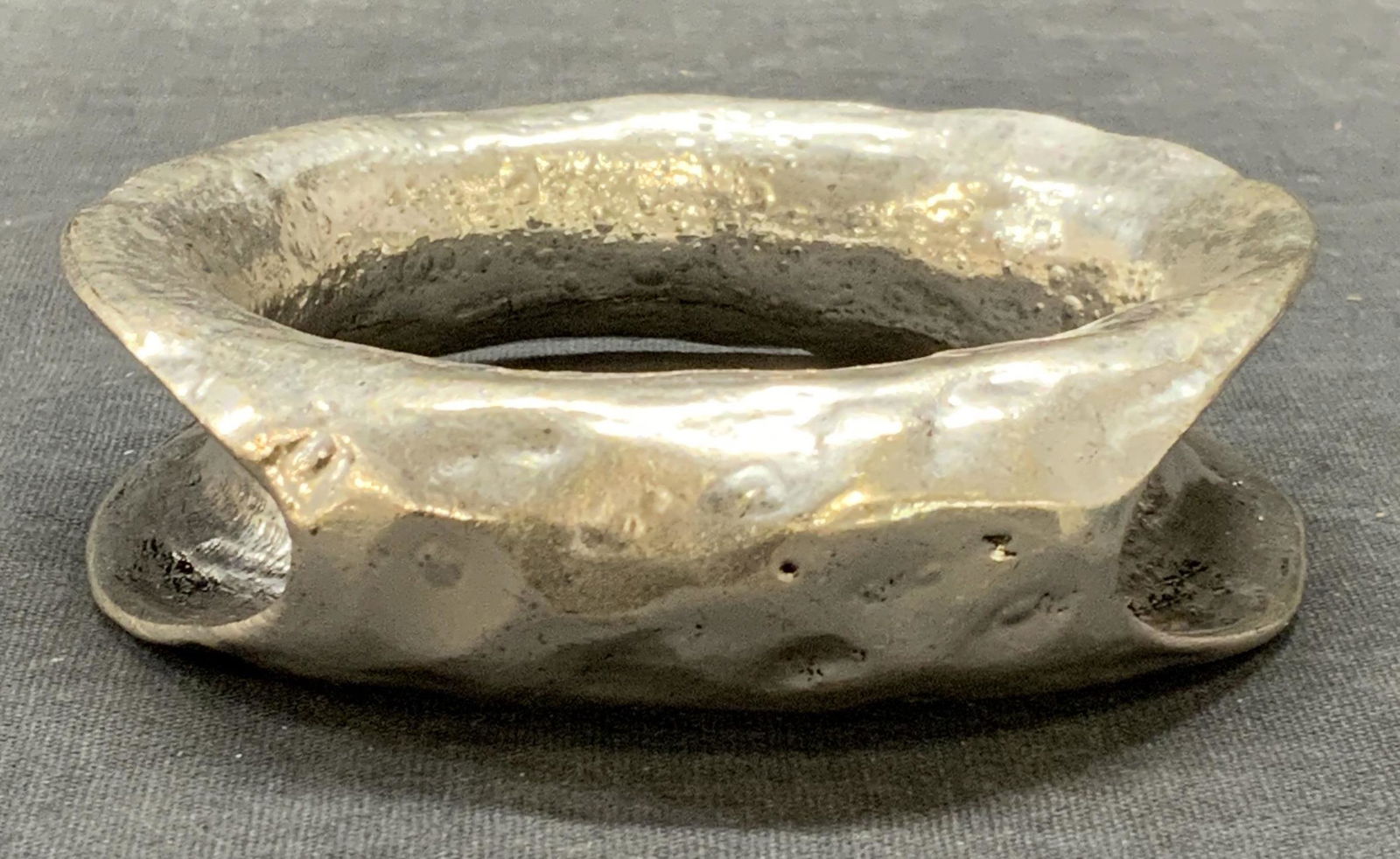 Chunky Sculptural Silver Tone Bangle Bracelet (1 of 6)