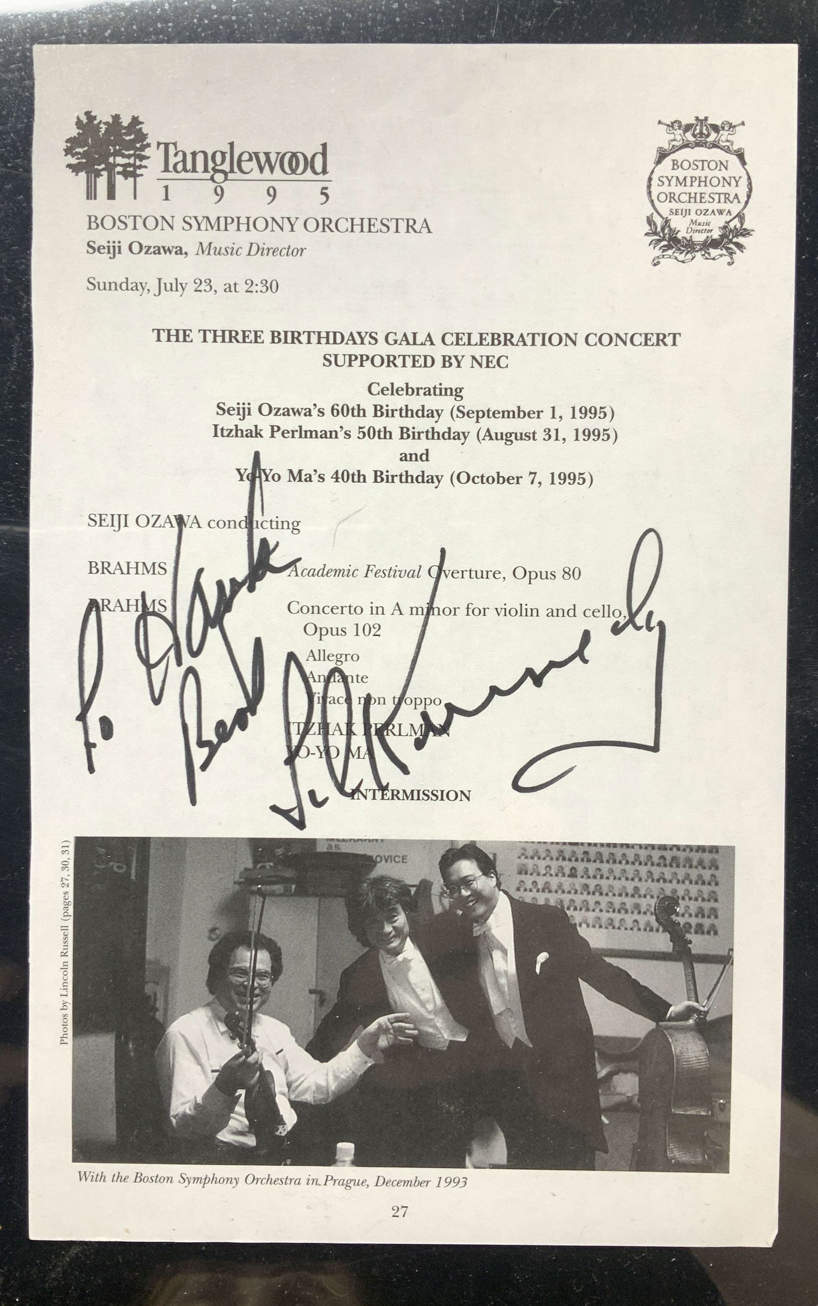 KENNEDY Autograph on Boston Syph Orchestra Page (1 of 6)