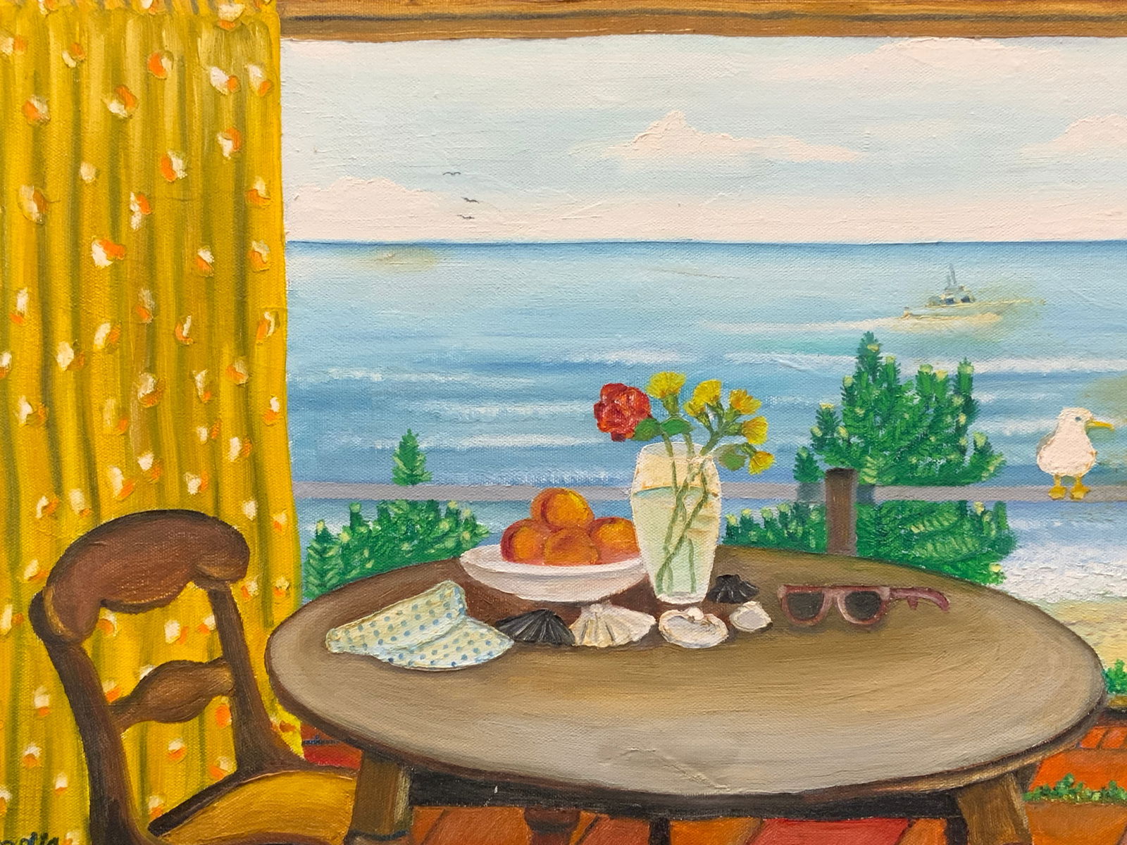Paradis Still Life Interior Ocean View Painting (1 of 6)