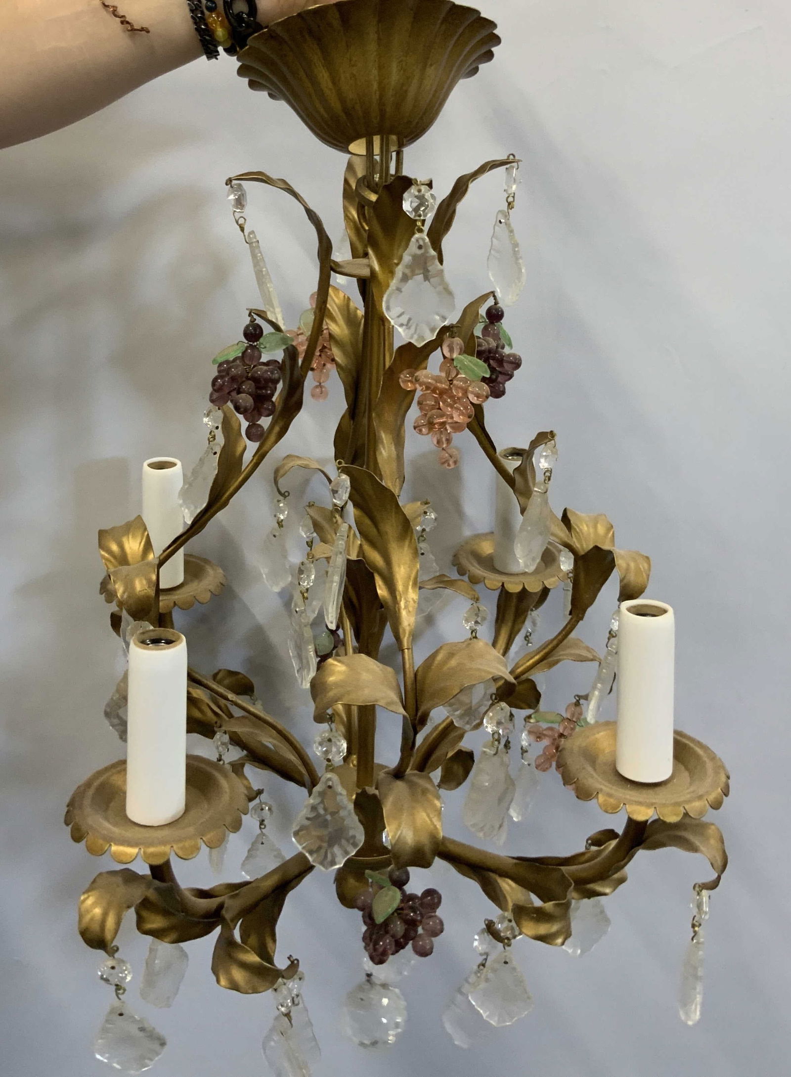 Leaf & Grape Motif Crystal Prism Chandelier (1 of 13)