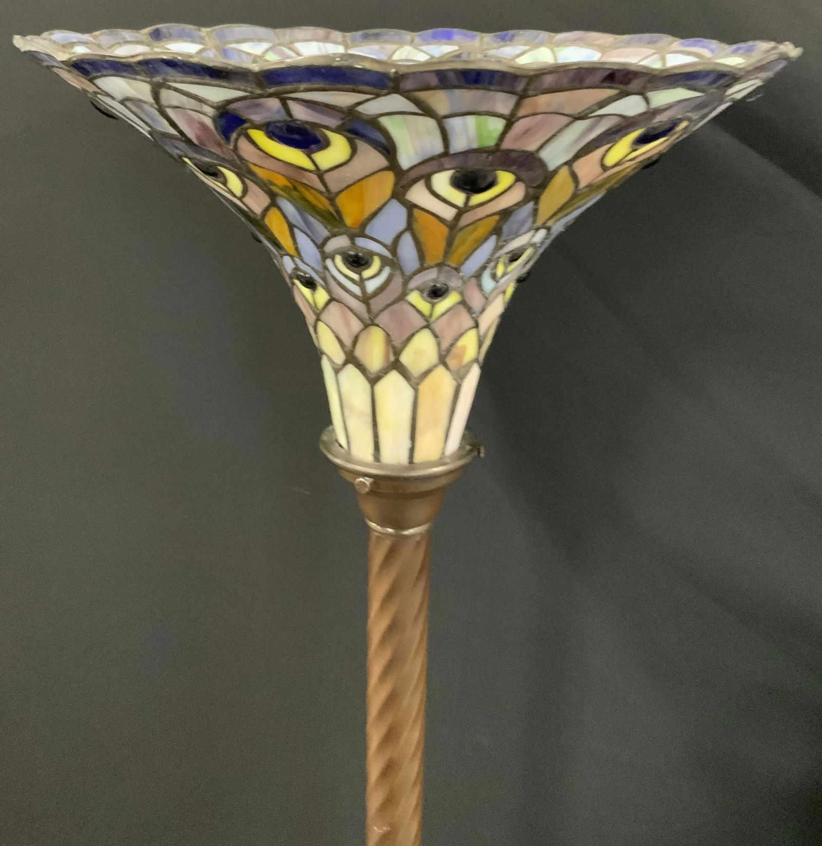 Antique Peacock Slag Glass Floor Lamp (1 of 18)