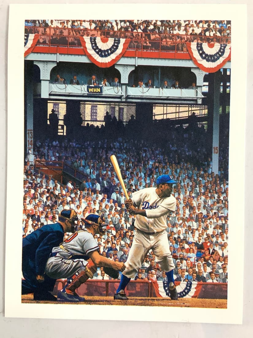 Jackie Robinsons 1st At-Bat Lithograph Card (1 of 8)