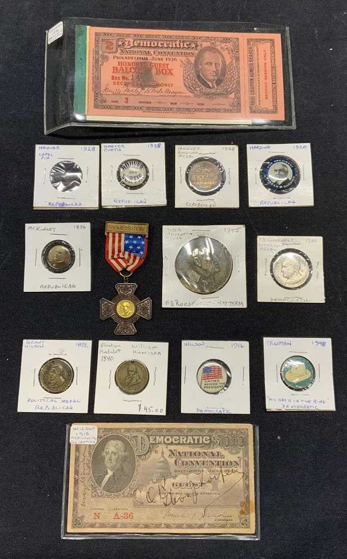 16 FDR, Grant, Harrison Presidential Memorabilia (1 of 14)