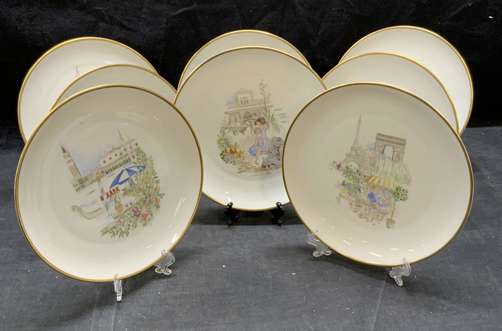 Set 8 Golden Crown European Porcelain Plates (1 of 9)