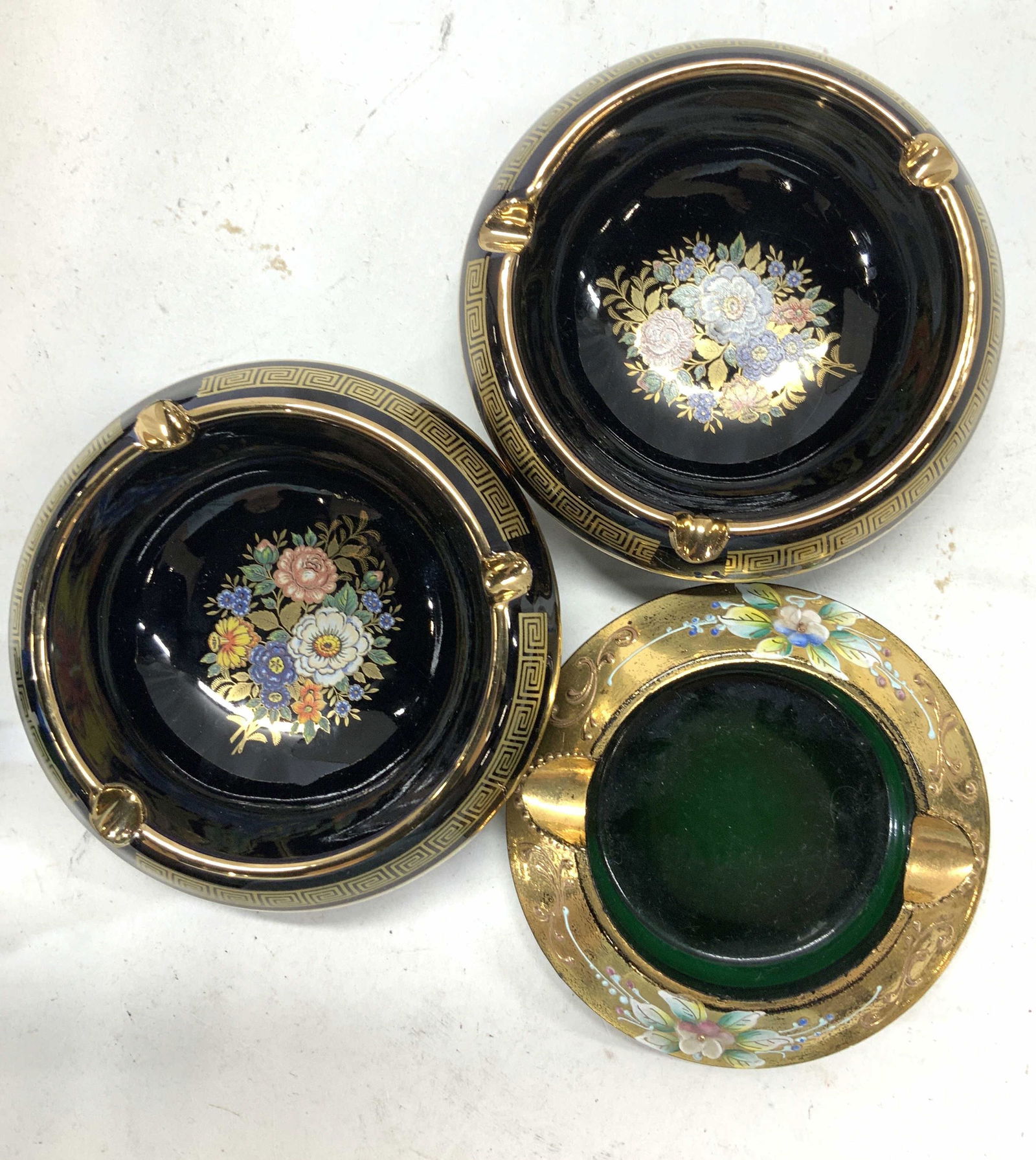 24K Gilt Hand Painted Ceramic Greek Ashtrays, 3 (1 of 7)
