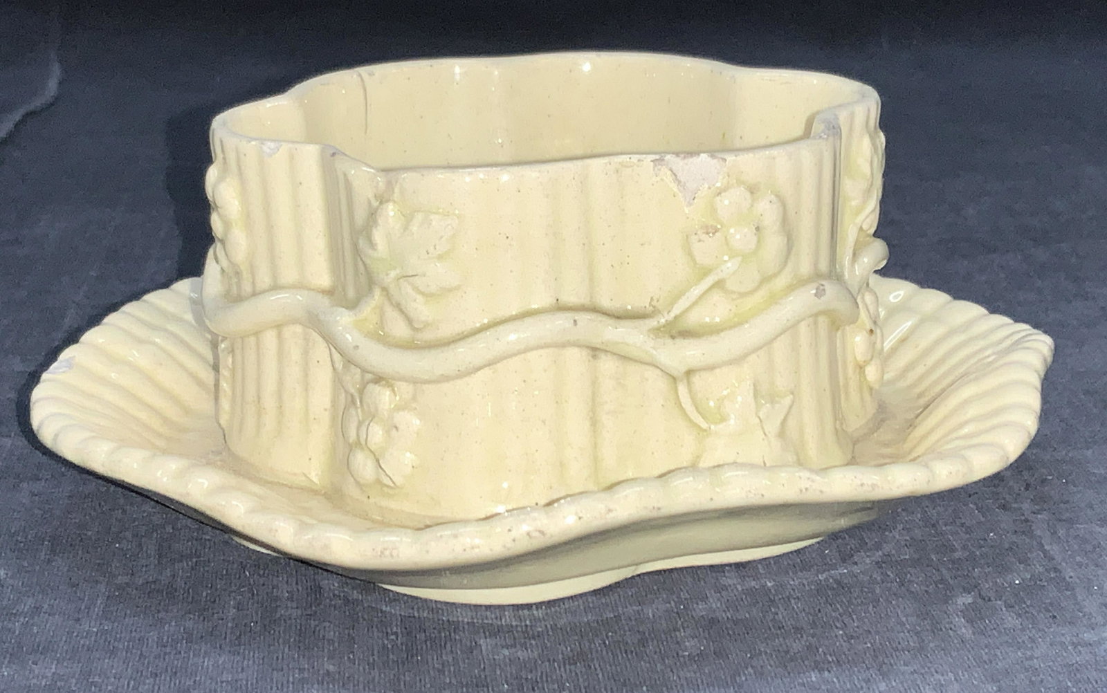 Yellow Glazed Ceramic Cup & Tray (1 of 7)