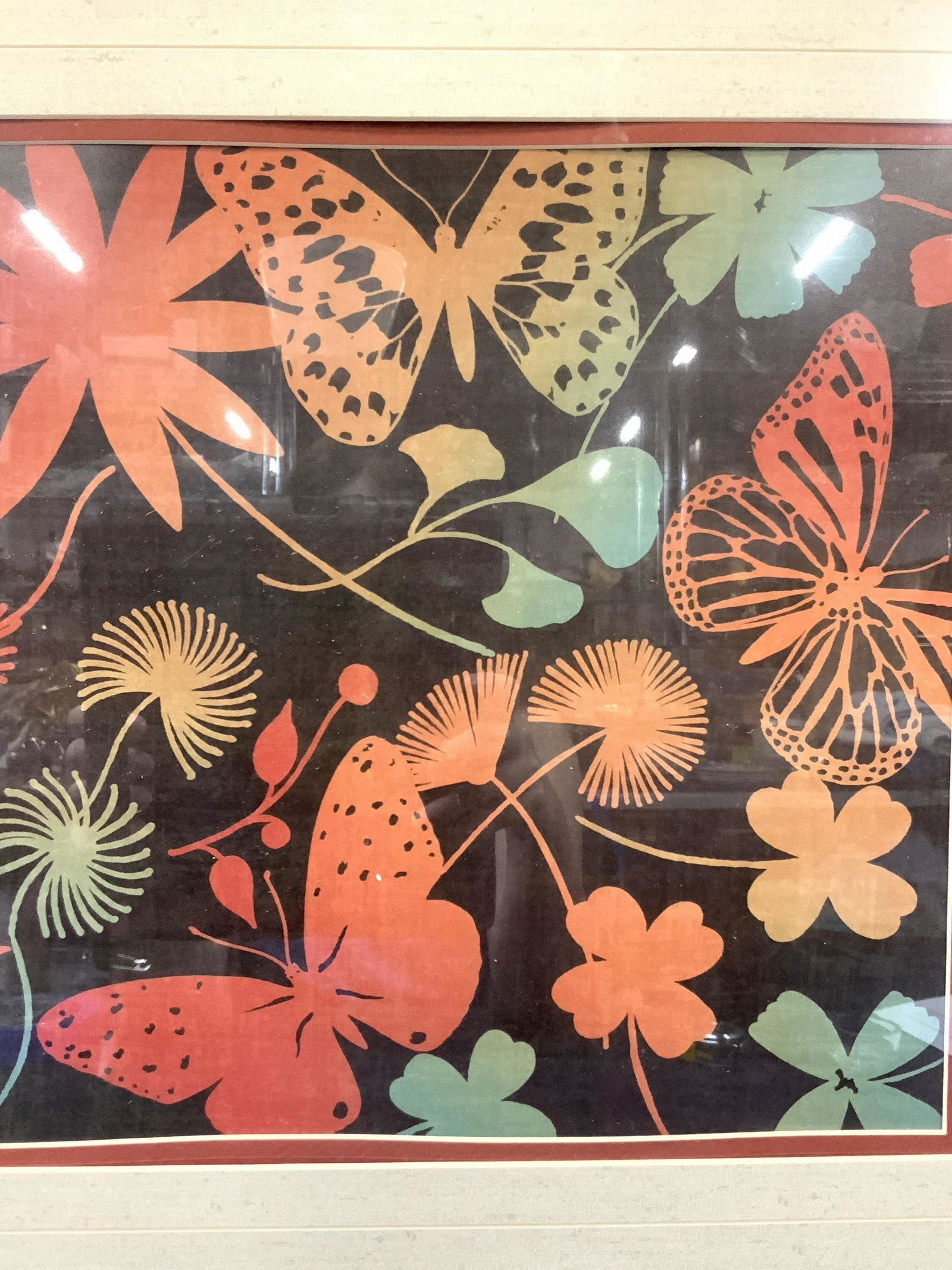 Framed Flower & Butterfly Lithograph (1 of 7)