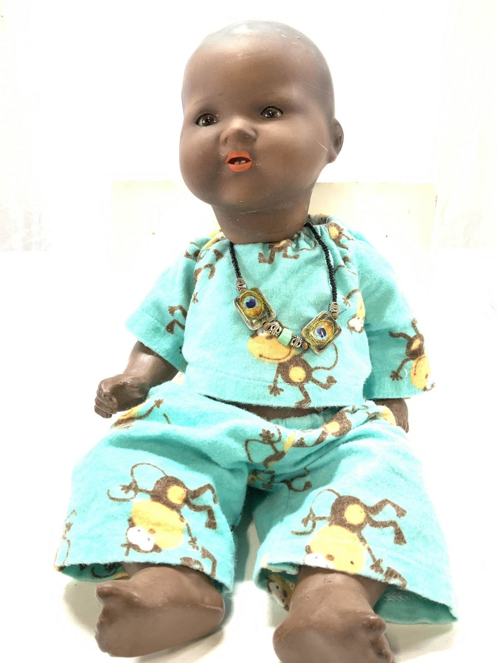 Sgn AM Ceramic Baby Doll w Monkey PJs, Germany (1 of 9)