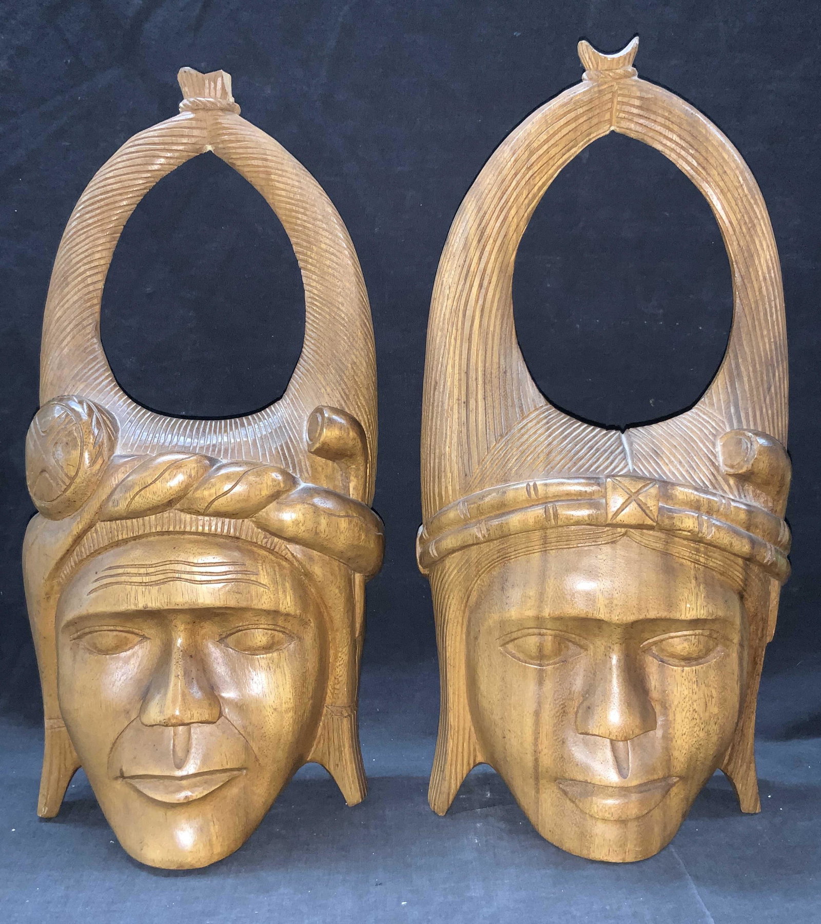 2 Carabao Carved Wooden Native Style Heads (1 of 11)
