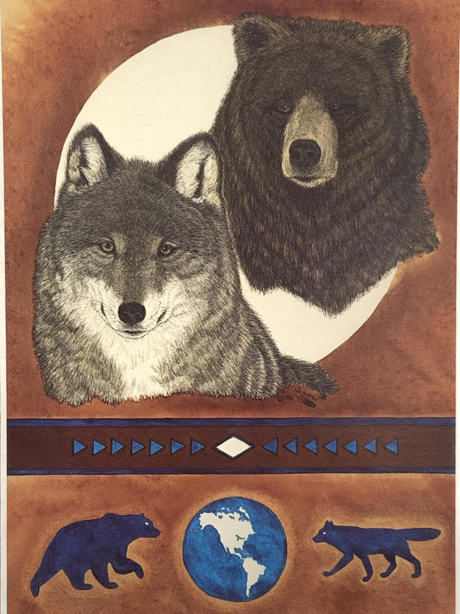 Carol Snow Wolf & Bear Native Art Lithograph (1 of 7)