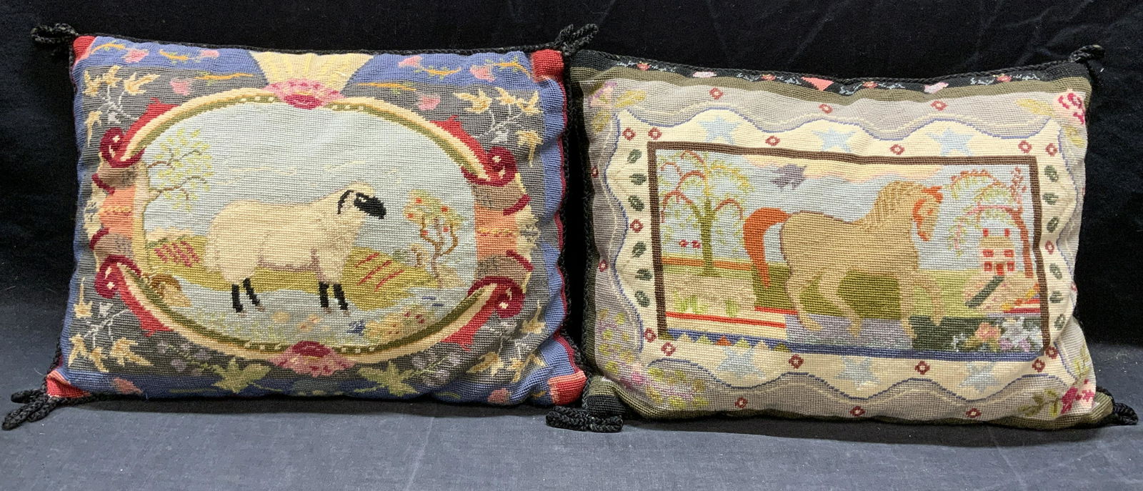 2 Katha Diddel Animal Needlepoint Tapestry Pillows (1 of 7)