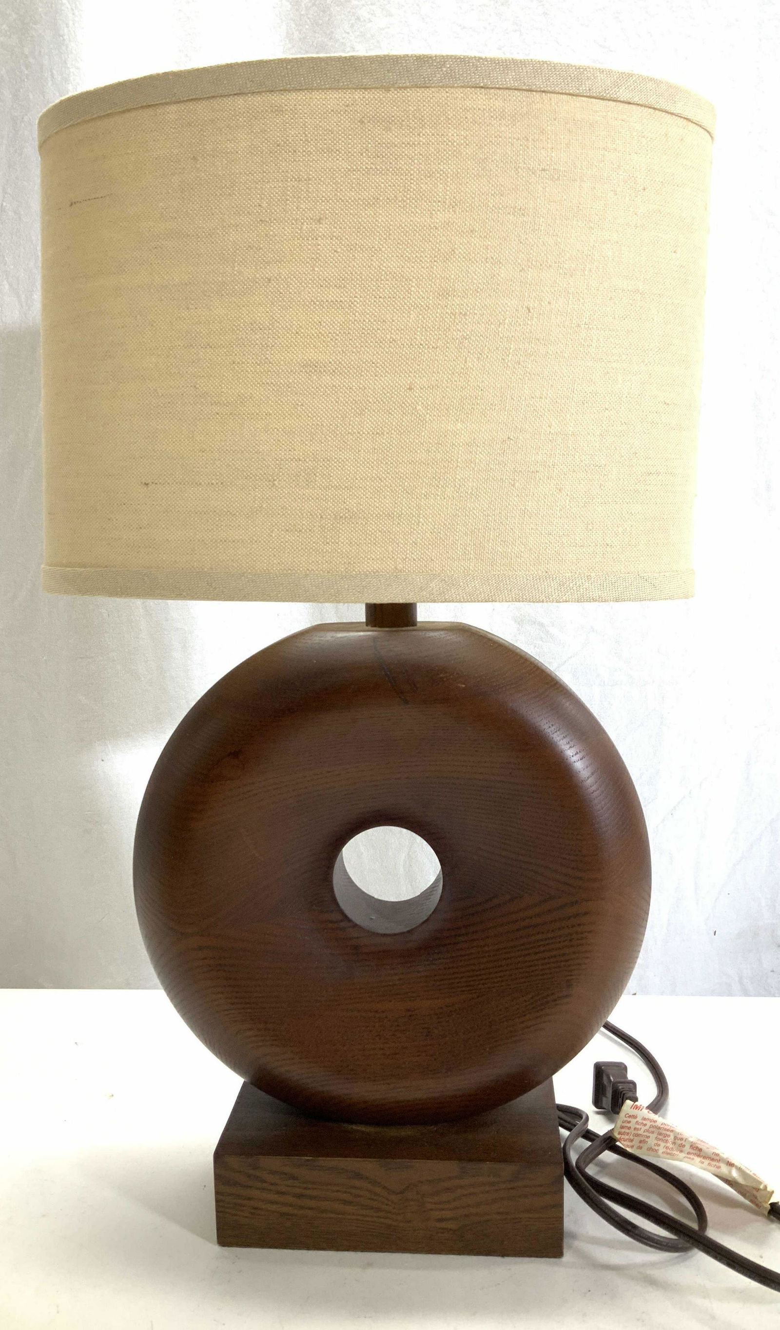 Solid Wood Open Circle Table Lamp w Shade (1 of 8)