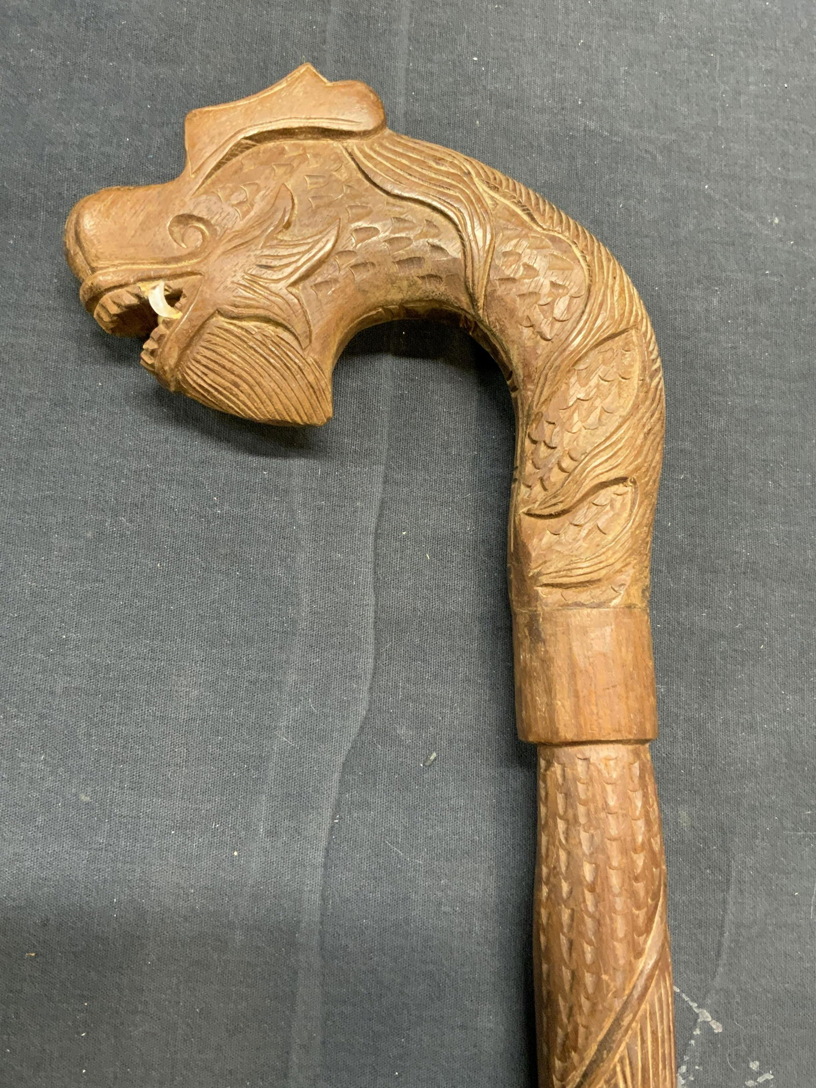 Vintage Carved Wood Dragon Walking Cane (1 of 8)