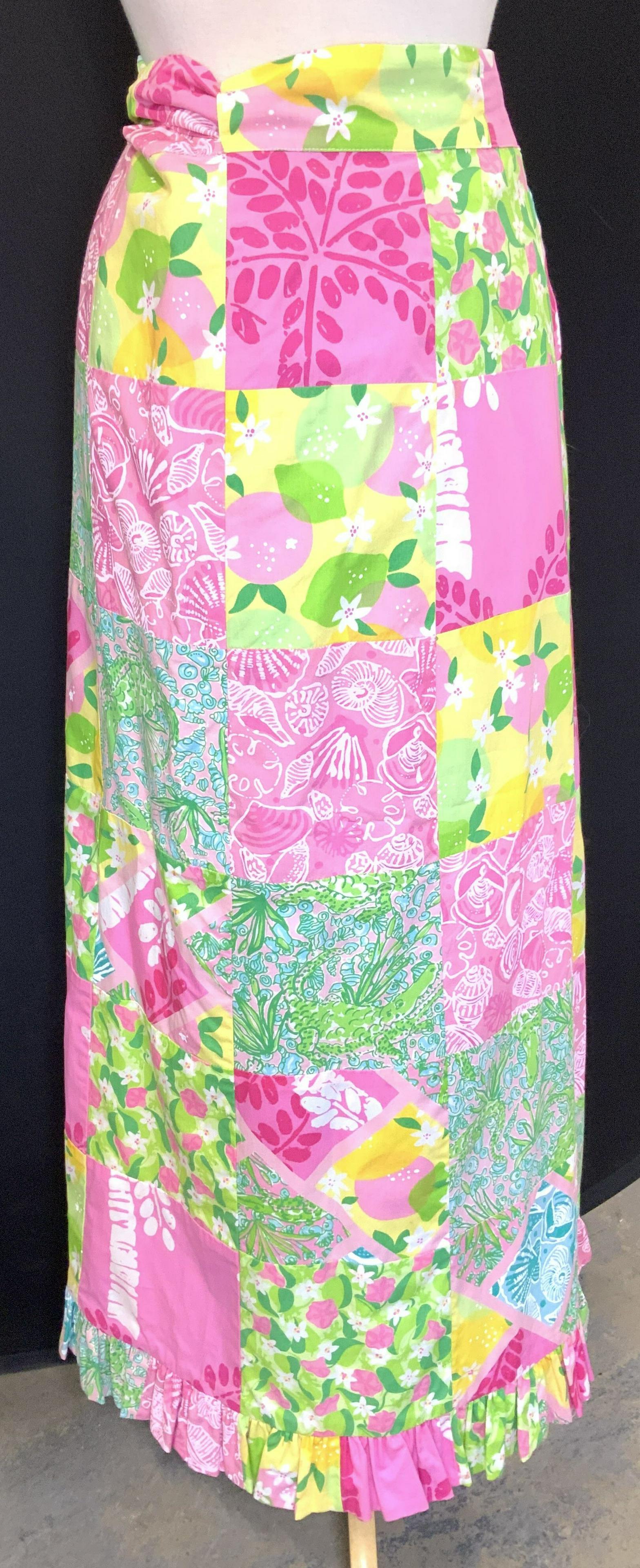 Lilly Pulitzer Long Cotton Wrap Shirt, sz 14 (1 of 9)