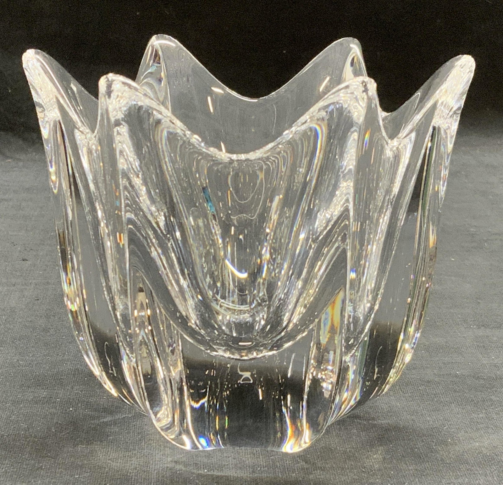 Orrefors Signed Crystal Floral Bowl (1 of 6)