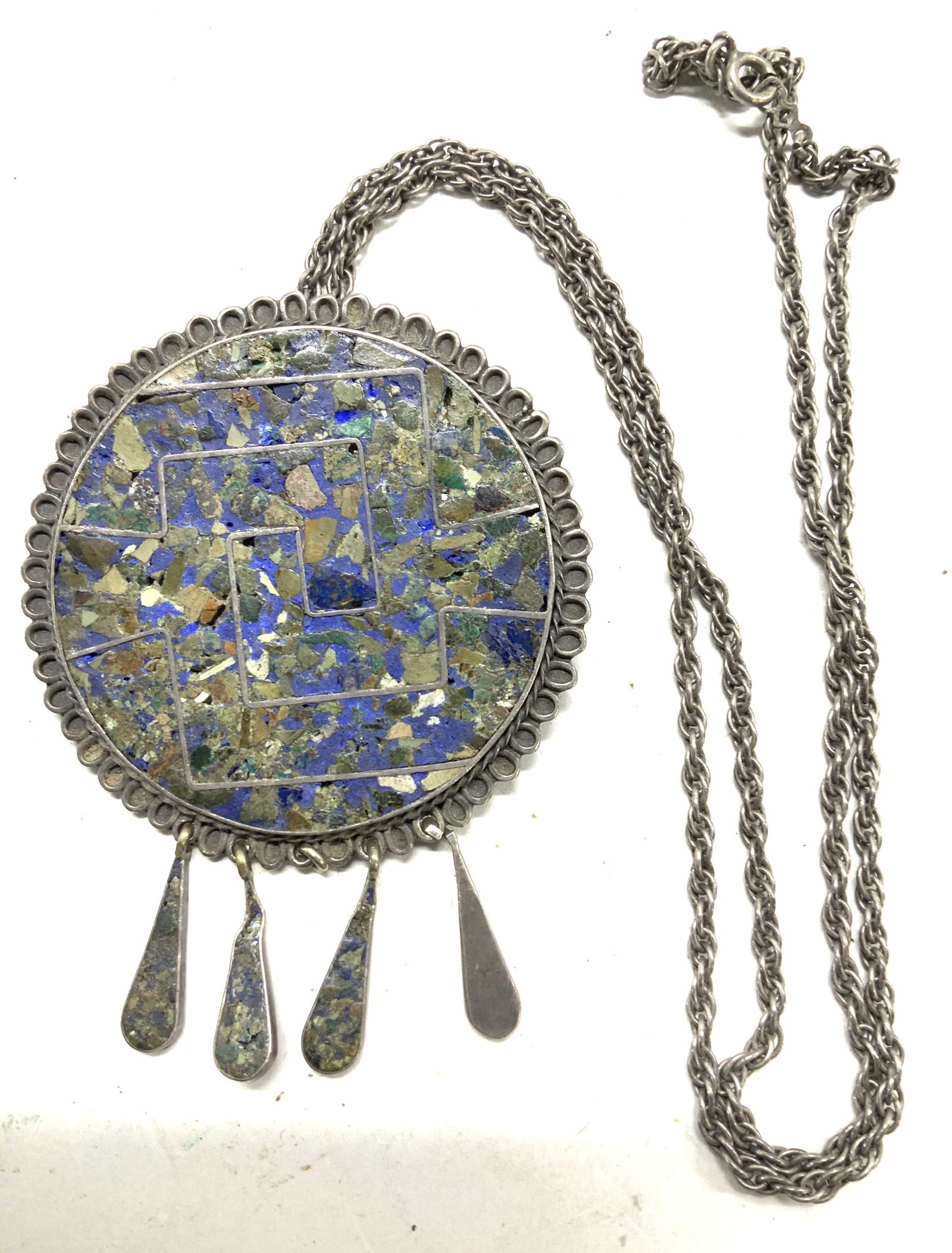 TAXCO Mex Sterling Silver Lapis Pendant Necklace (1 of 6)