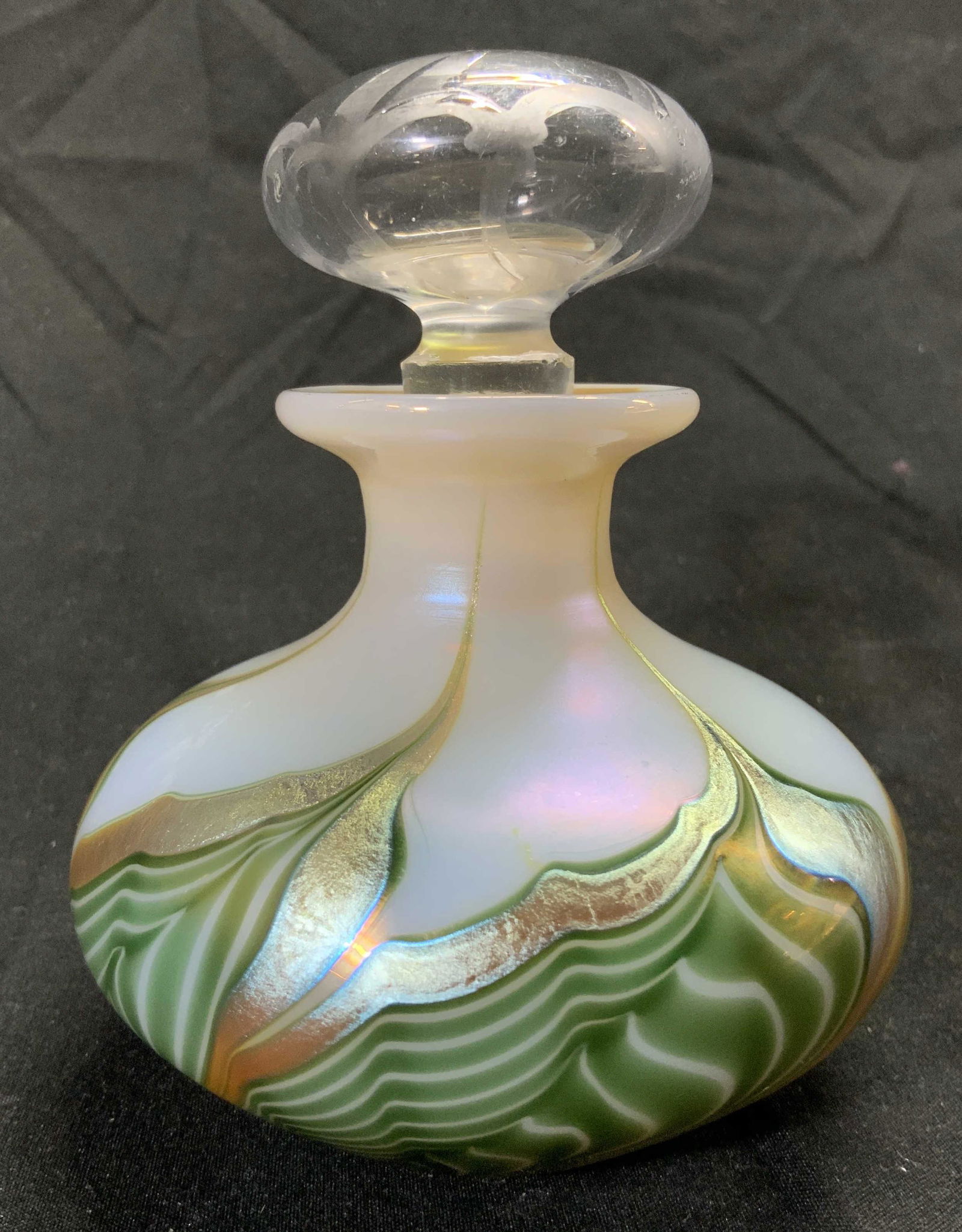 Iridescent Art Glass Perfume Bottle W Stopper (1 of 6)