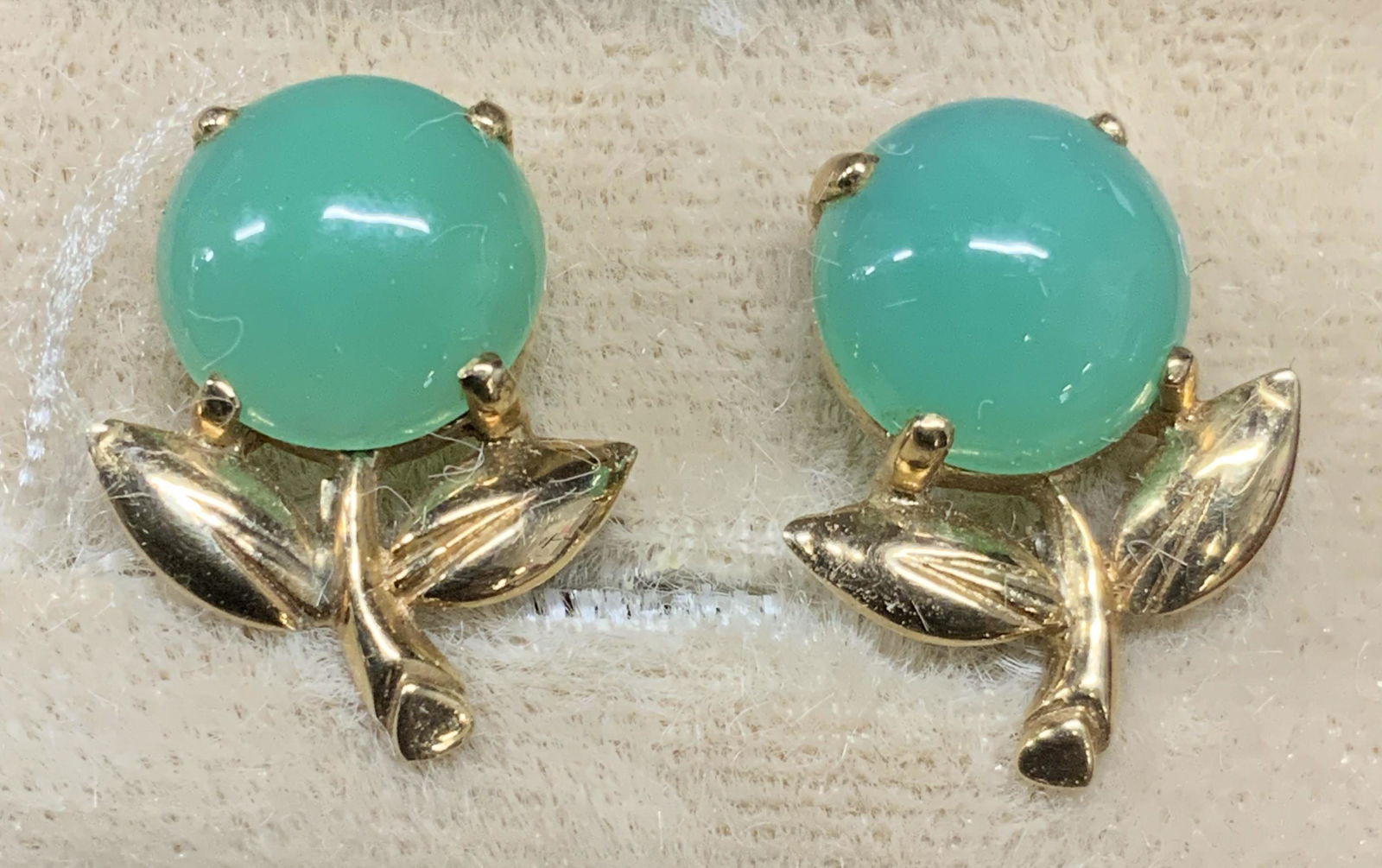 14K Gold & Chrysoprase Flower Earrings (1 of 7)