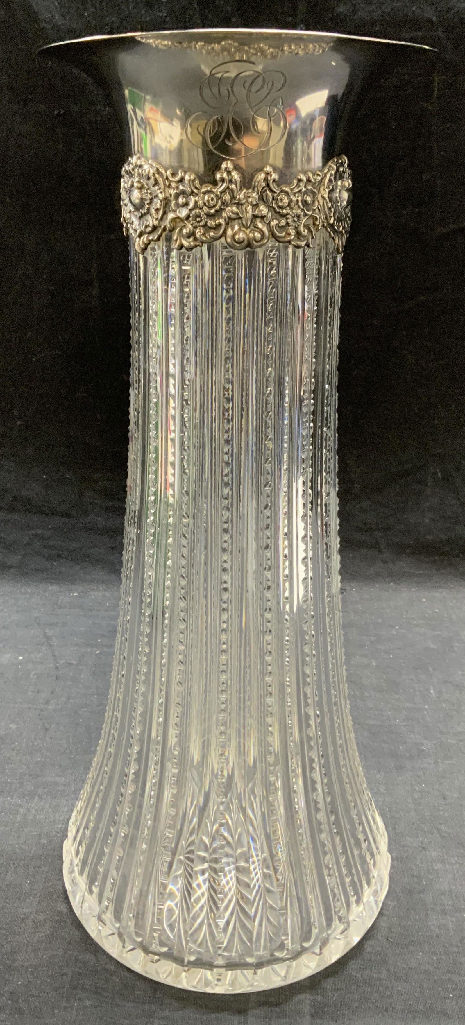 Hallmarked Sterling Silver & Cut Crystal Vase (1 of 8)