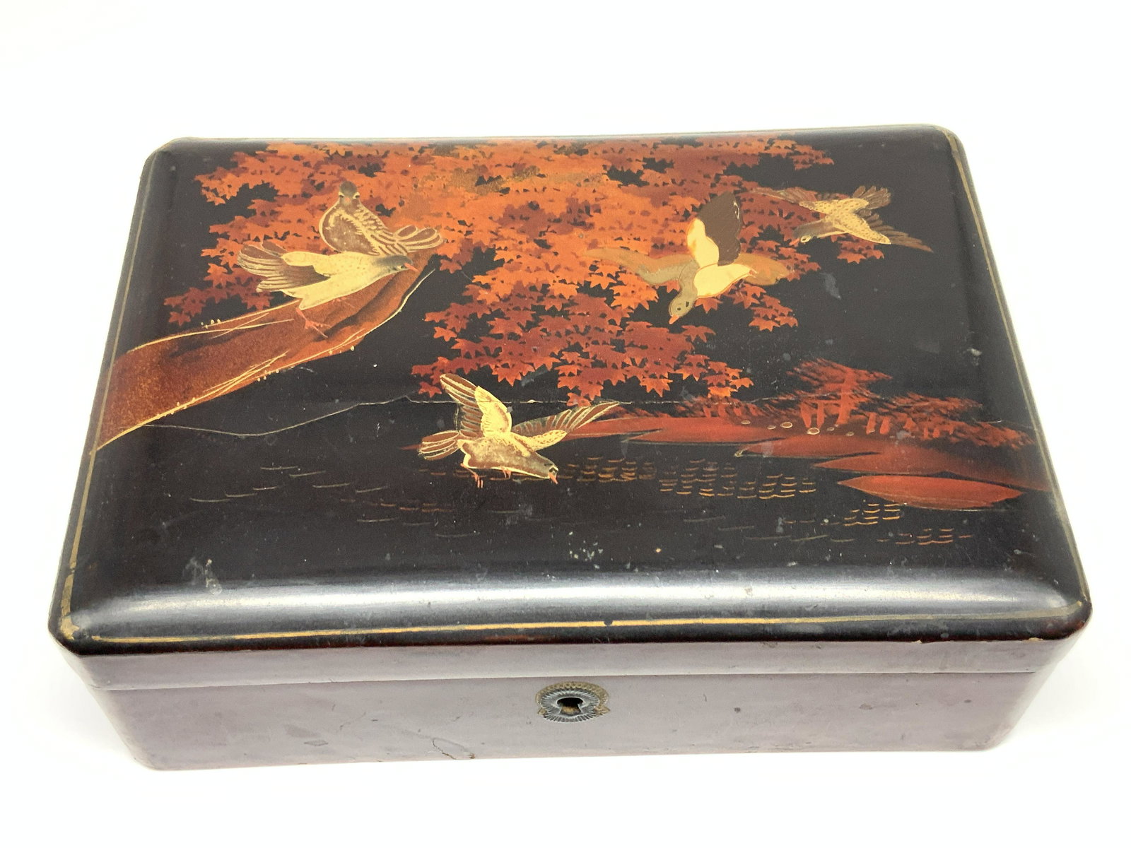 Vintage Hand Painted Asian Lacquered Wood Box, JP (1 of 12)