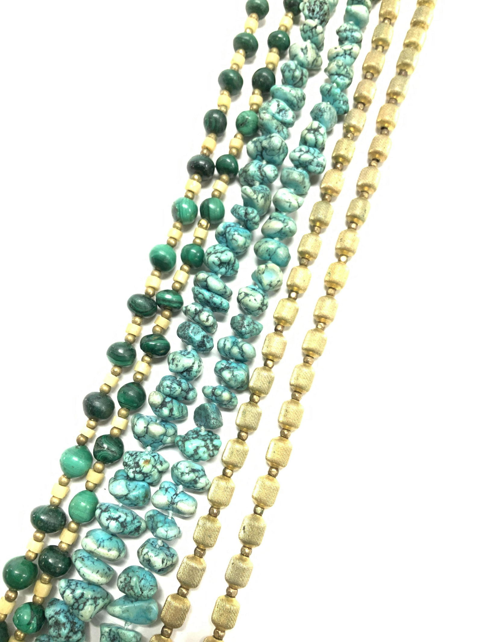 3 Turquoise, Malachite Bead, Sterling Necklaces (1 of 7)