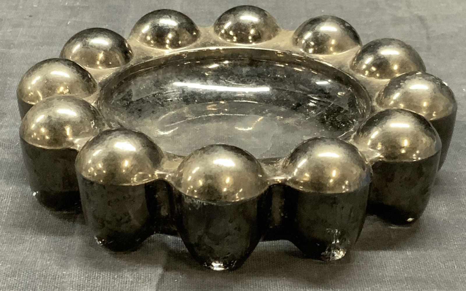 Silver Tone Glass Bubble Cigar Ashtray (1 of 6)