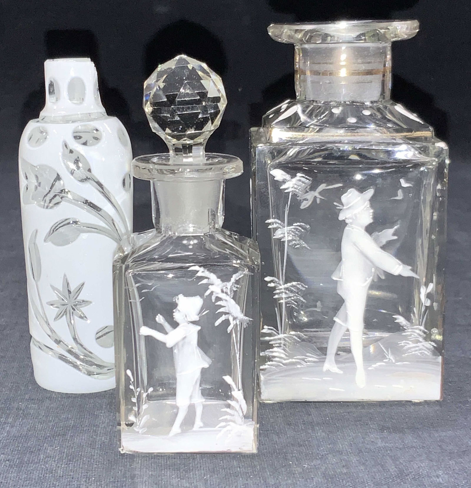 3 Assorted Hand Painted Glass Bottles (1 of 7)