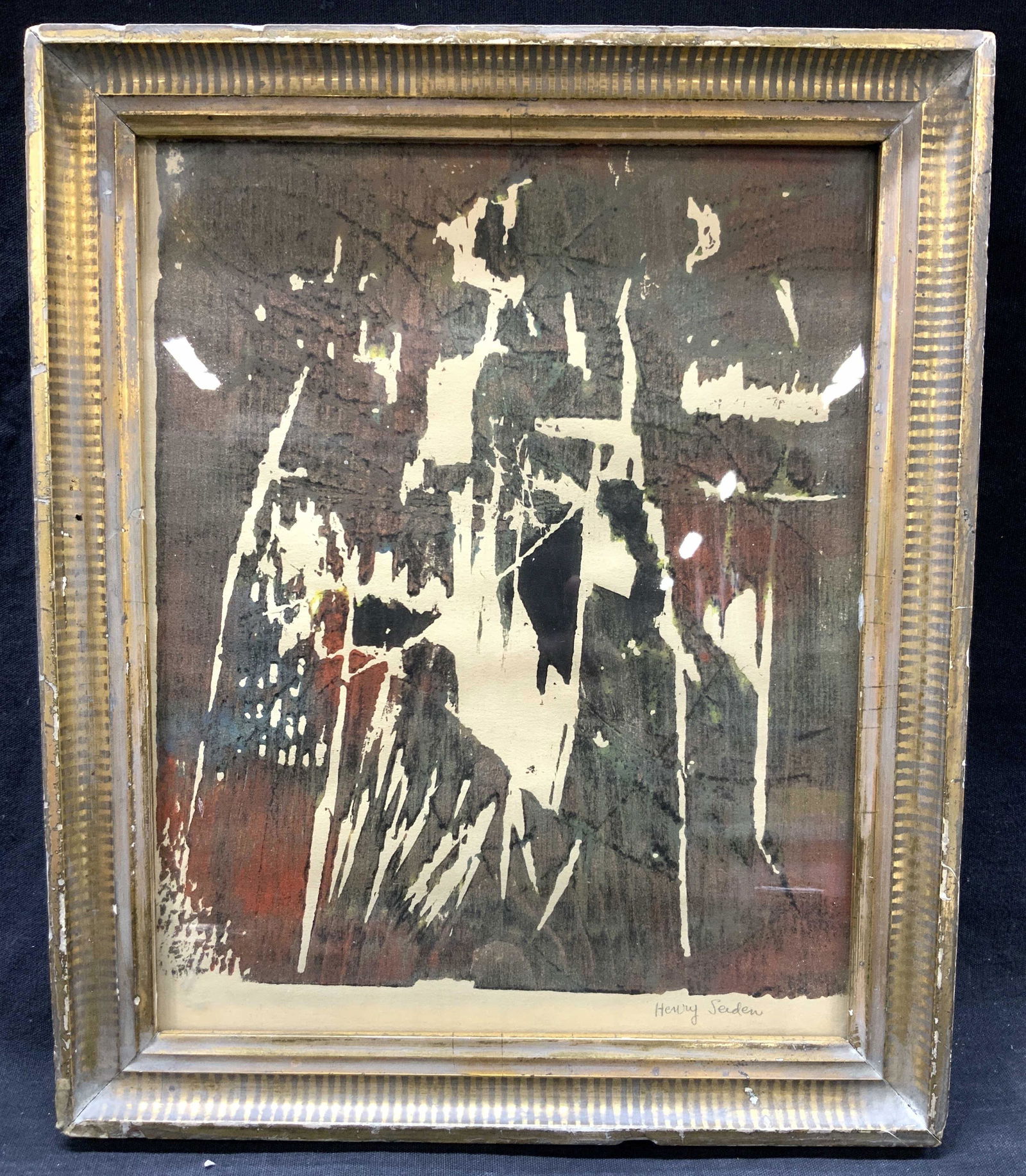 Signed Abstract Acrylic Painting, 1942 (1 of 7)